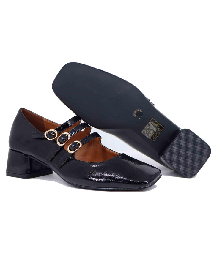 Decollete donna in vernice nera con cinturini T2120A1112028 001 Exe 