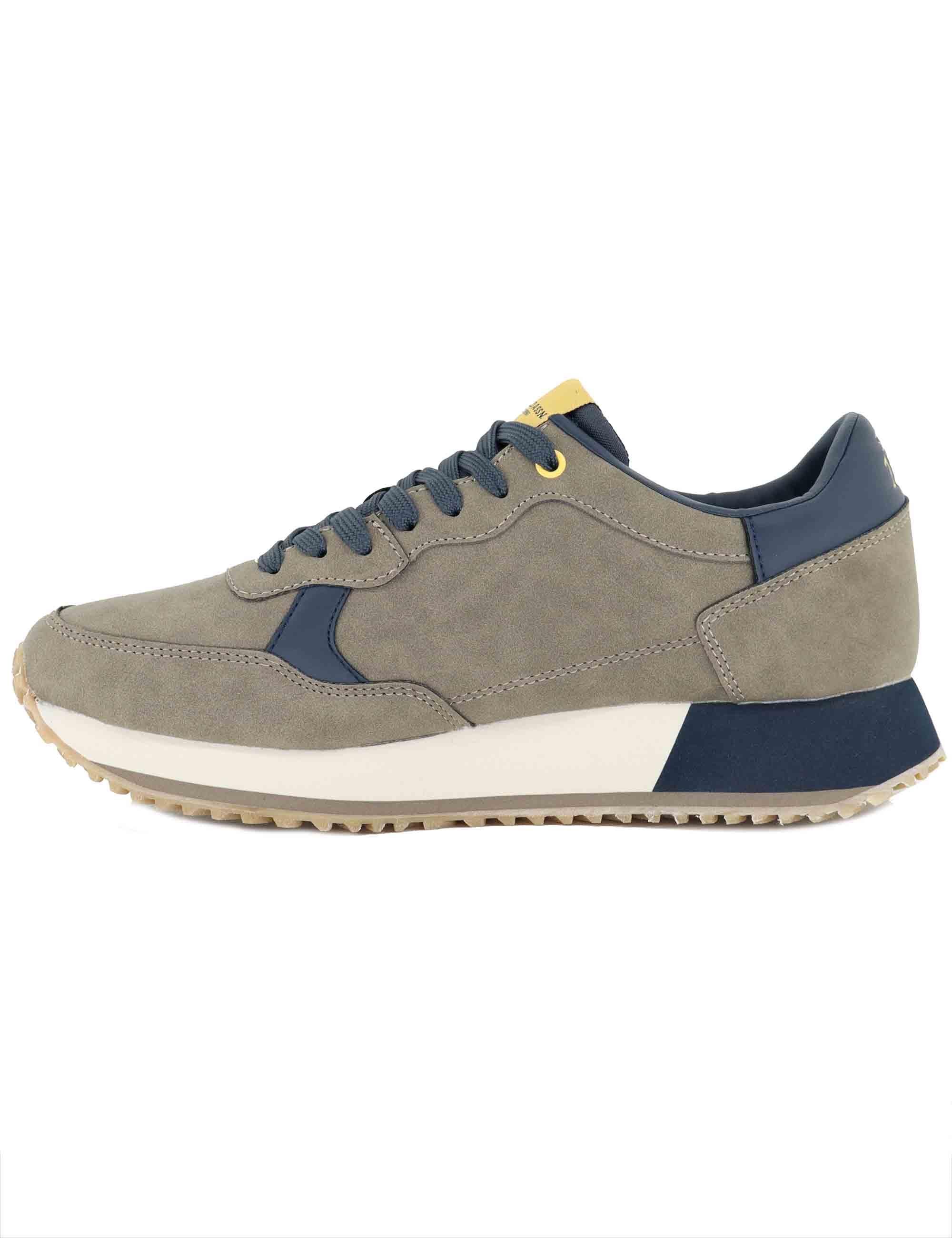 Sneakers uomo in pelle e tessuto taupe con suola alta CLEEF006E BRW-DBL03 U.S. Polo Assn. 