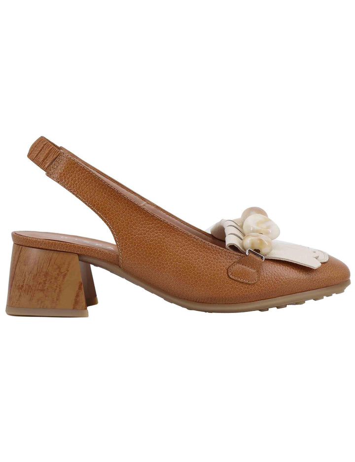 Slingback donna in pelle cuoio con frange HV253945 C001 Hispanitas 