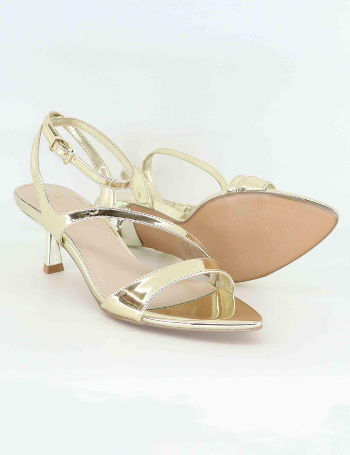 Sandali donna in tessuto laminato oro tacco in metallo U4700088395B 731-21 Exe 