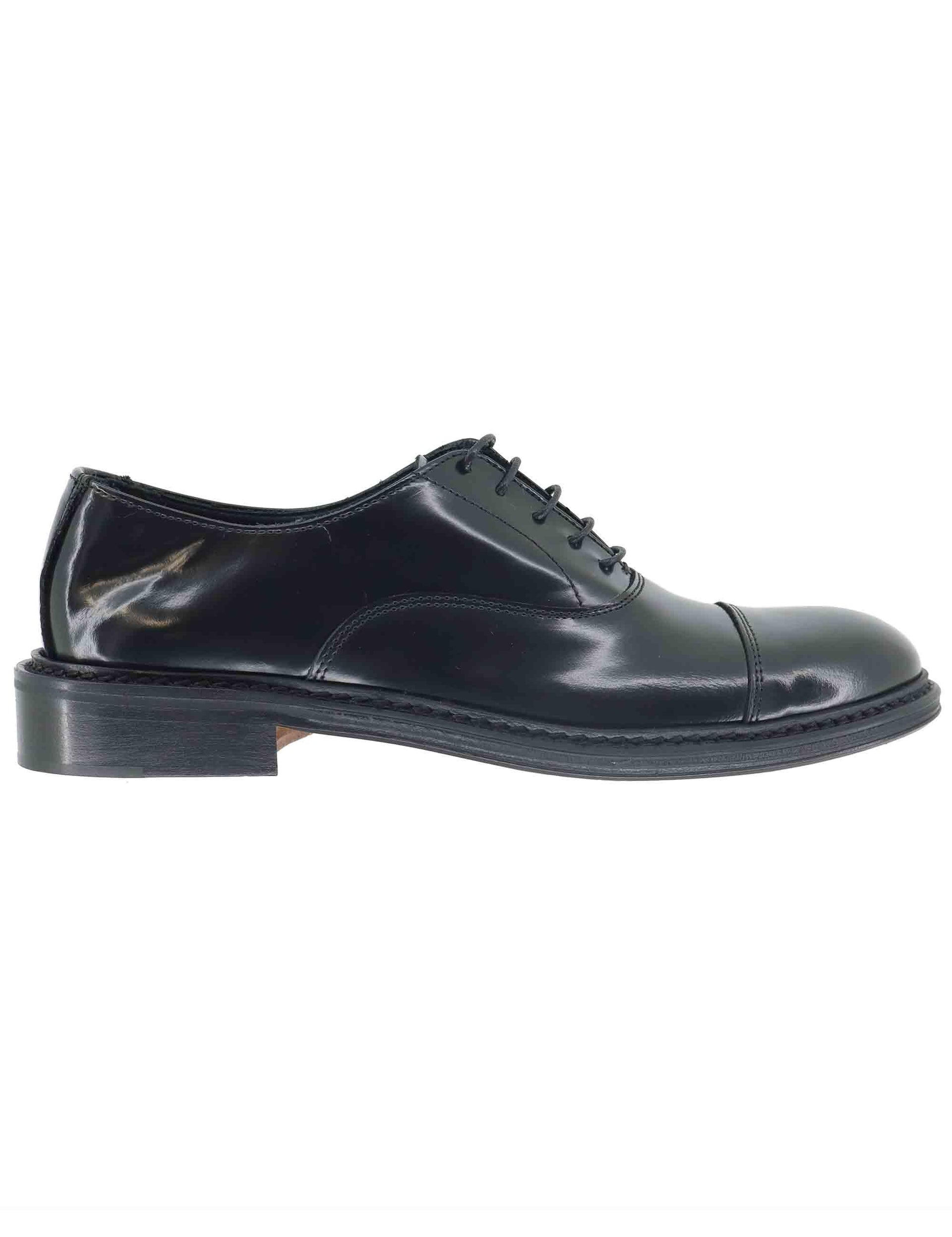 Stringate uomo in pelle nera con suola in cuoio SP15401 001 Spatarella 