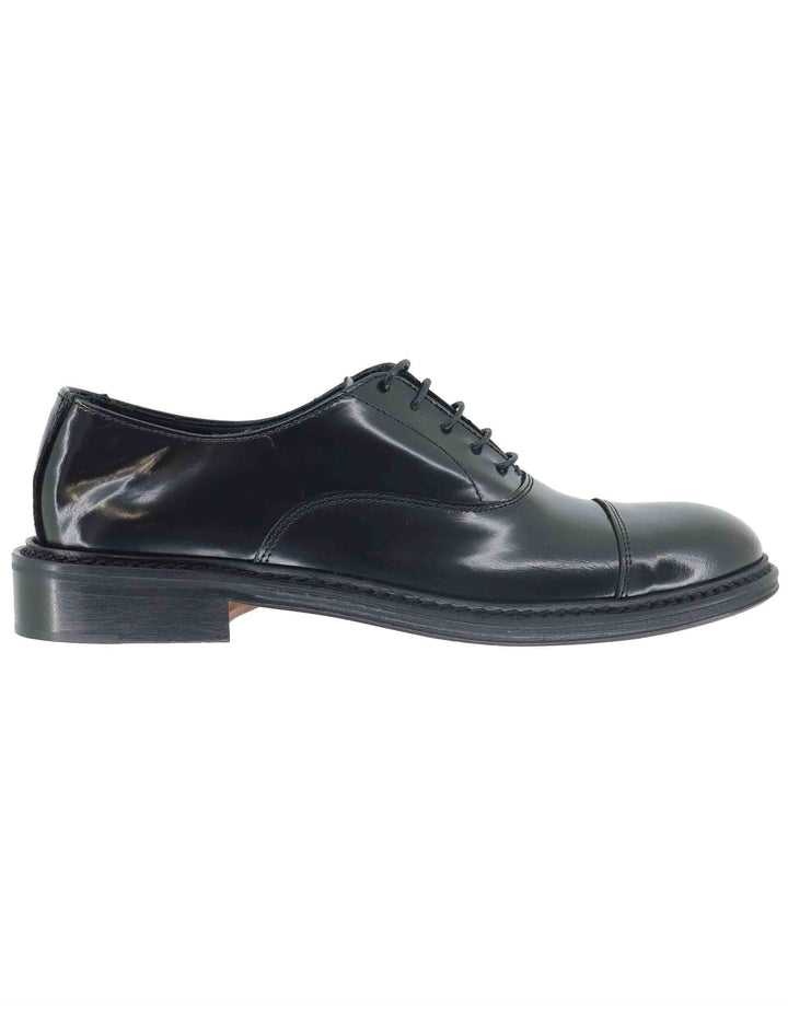 Stringate uomo in pelle nera con suola in cuoio SP15401 001 Spatarella 