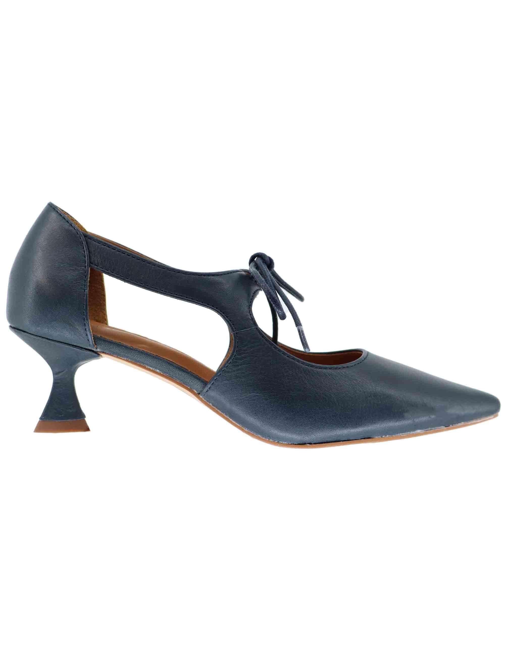 Decollete donna in pelle blu con laccetti SPY01-07 002 Spatarella 
