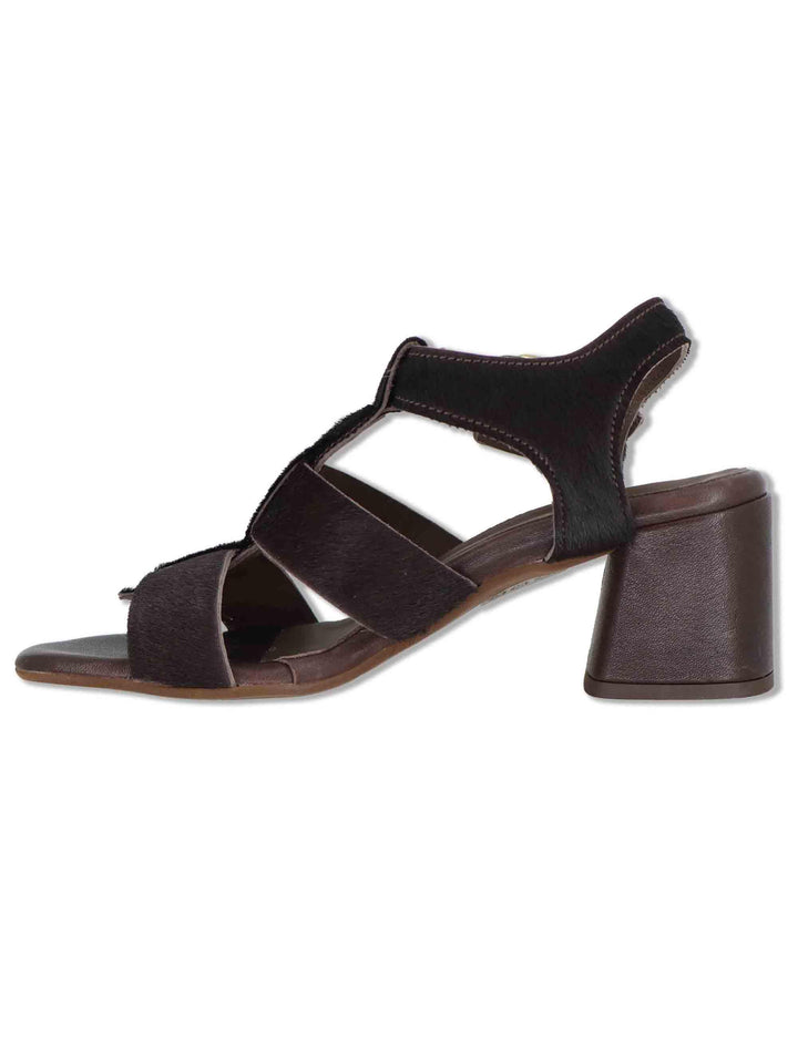 Sandali donna in pelle testa di moro con fasce e cinturino alla caviglia SP8212 014 Spatarella 