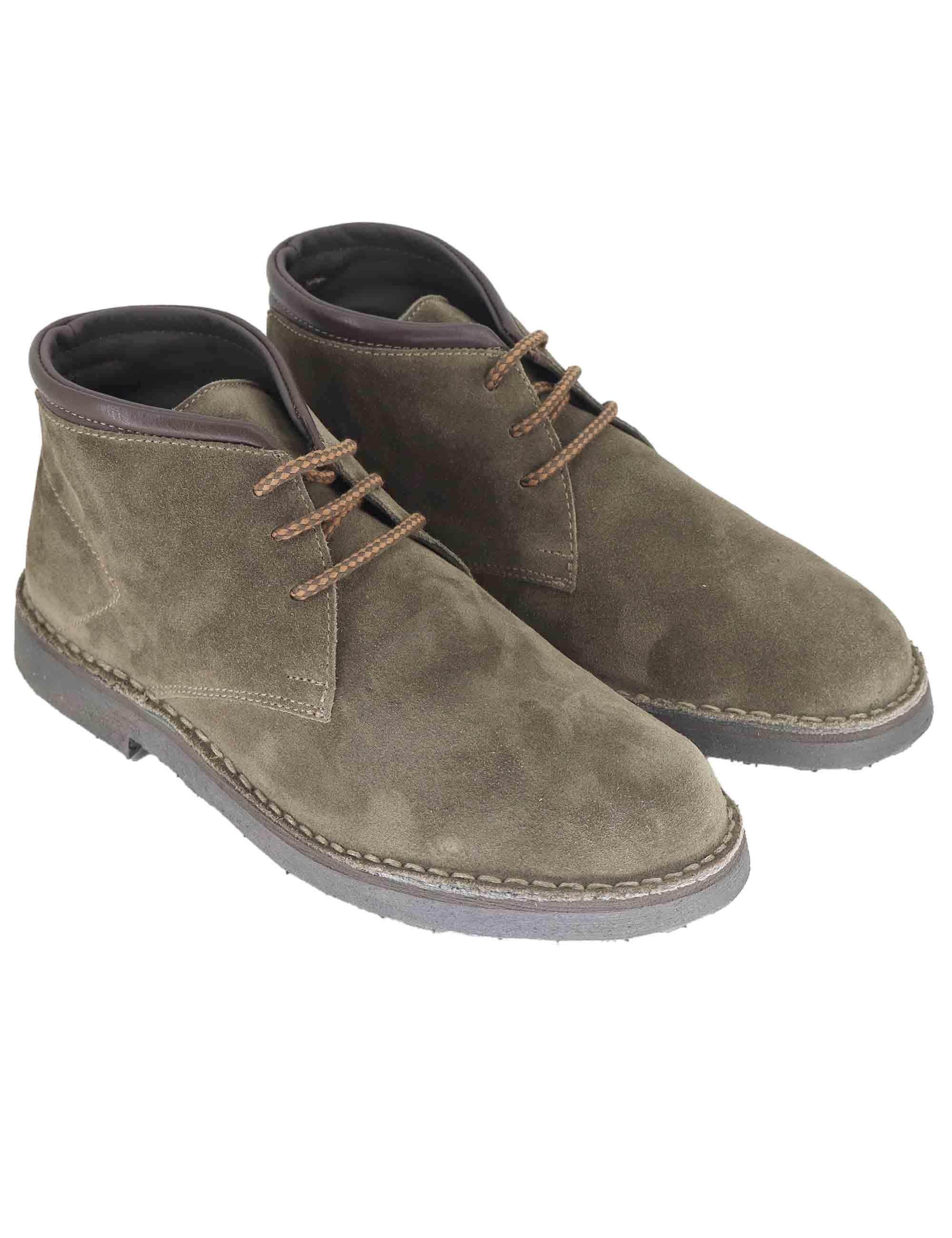 Stivaletti uomo in camoscio taupe con riporti in pelle e suola in gomma SPBA2001 029 Spatarella 