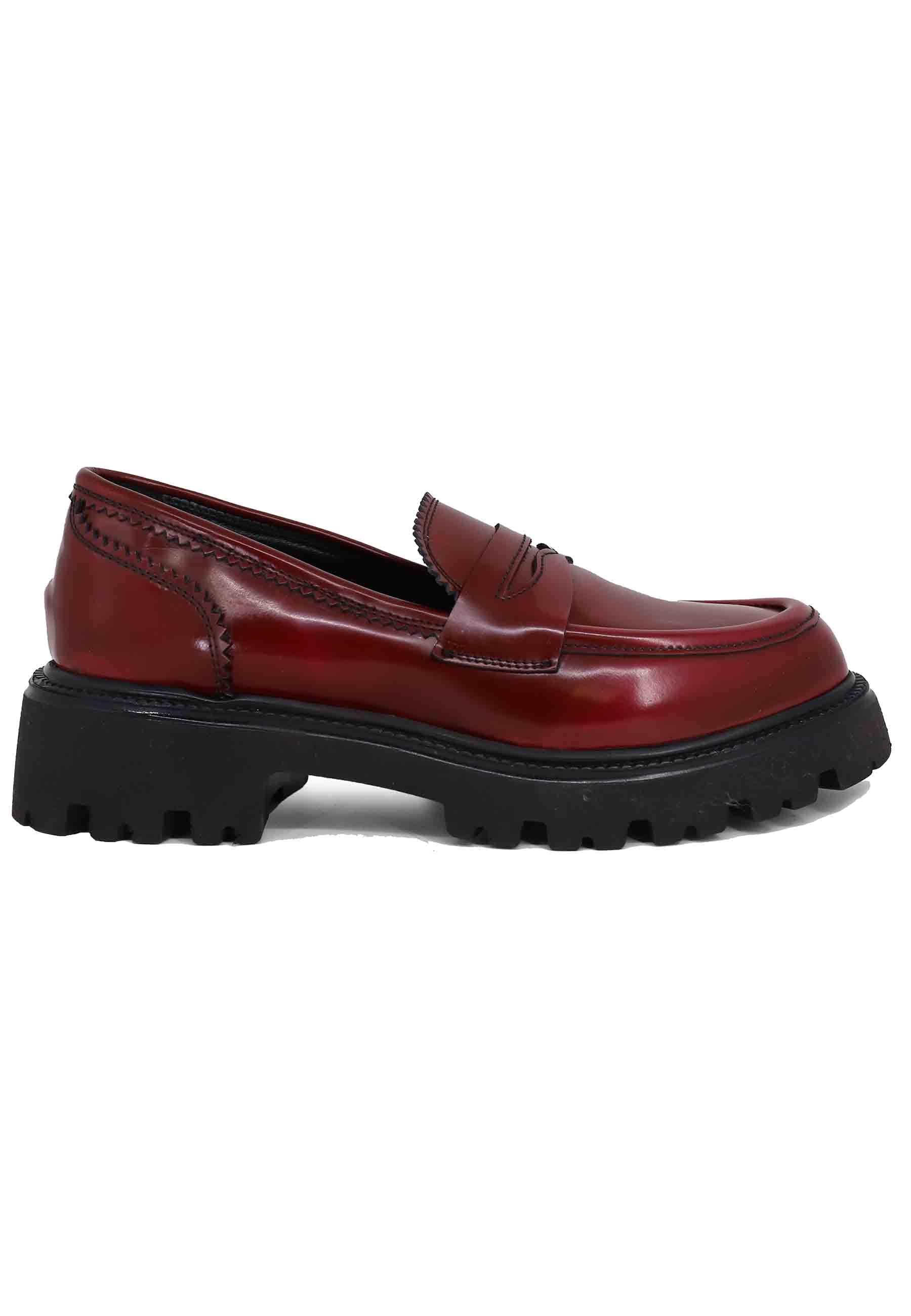 Mocassini donna in pelle bordeaux con suola in gomma carrarmato YUNA 1 018 Tattoo 