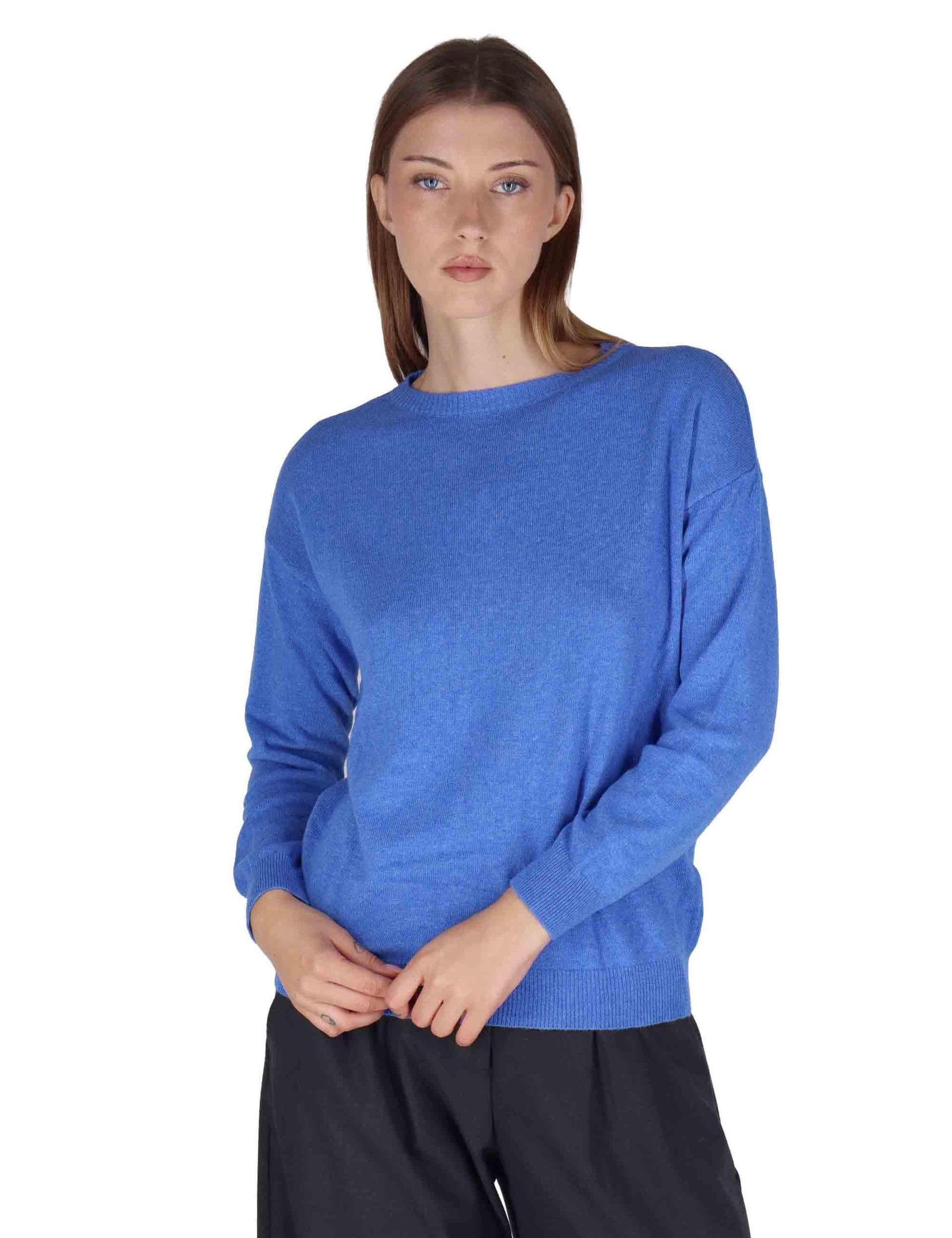 Maglioni donna in misto cachemire blu girocollo con maniche lunghe SPZ03627 003 Spatarella 