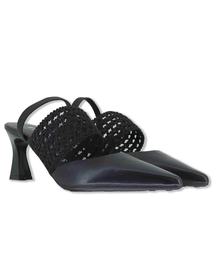 Decollete slingback donna in pelle nera con tacco alto e cinturino elastico HV264779 BLACK Hispanitas 