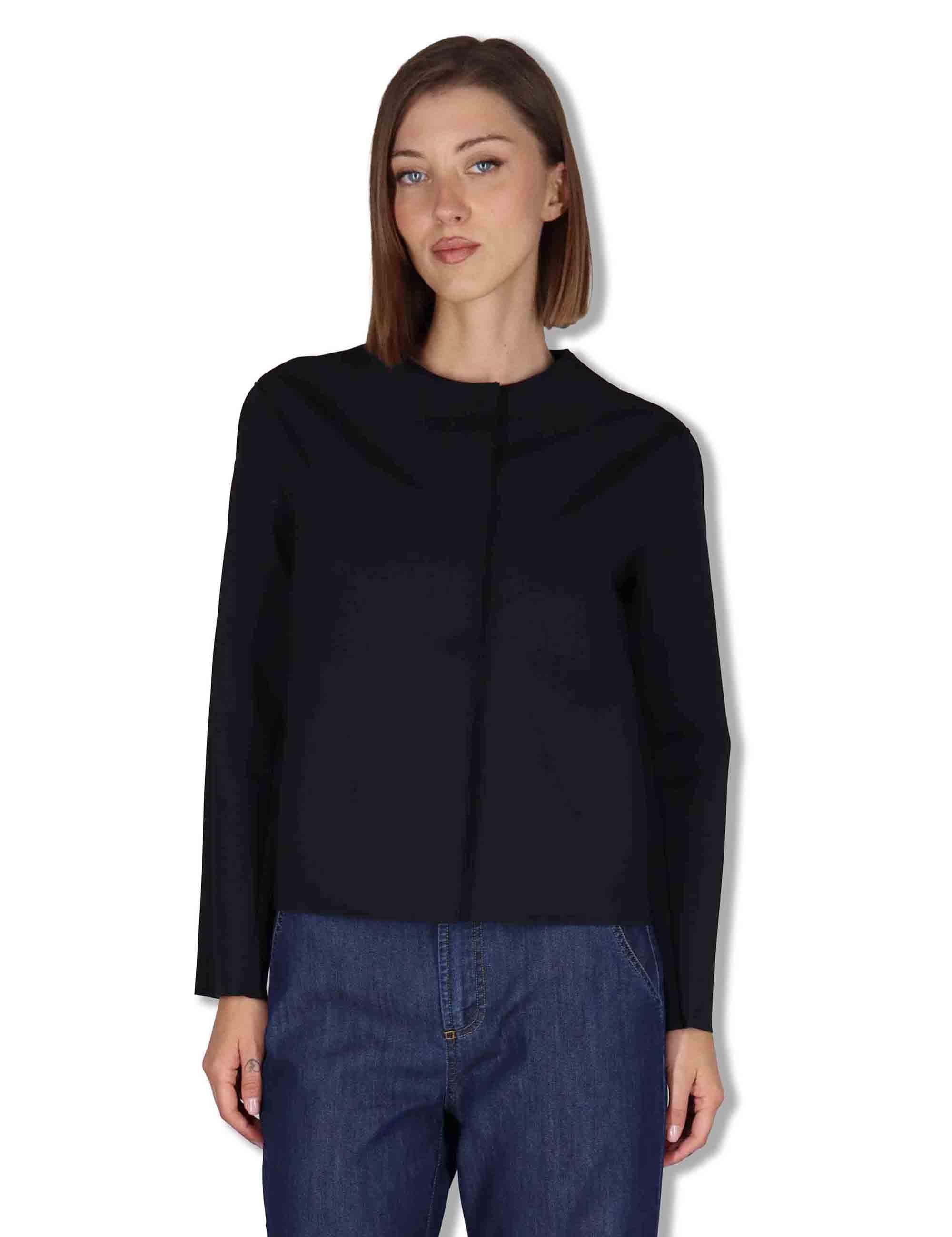 Giubbini donna in tessuto stretch nero con bottoni a scomparsa 50260008 017 Ewooluzione 