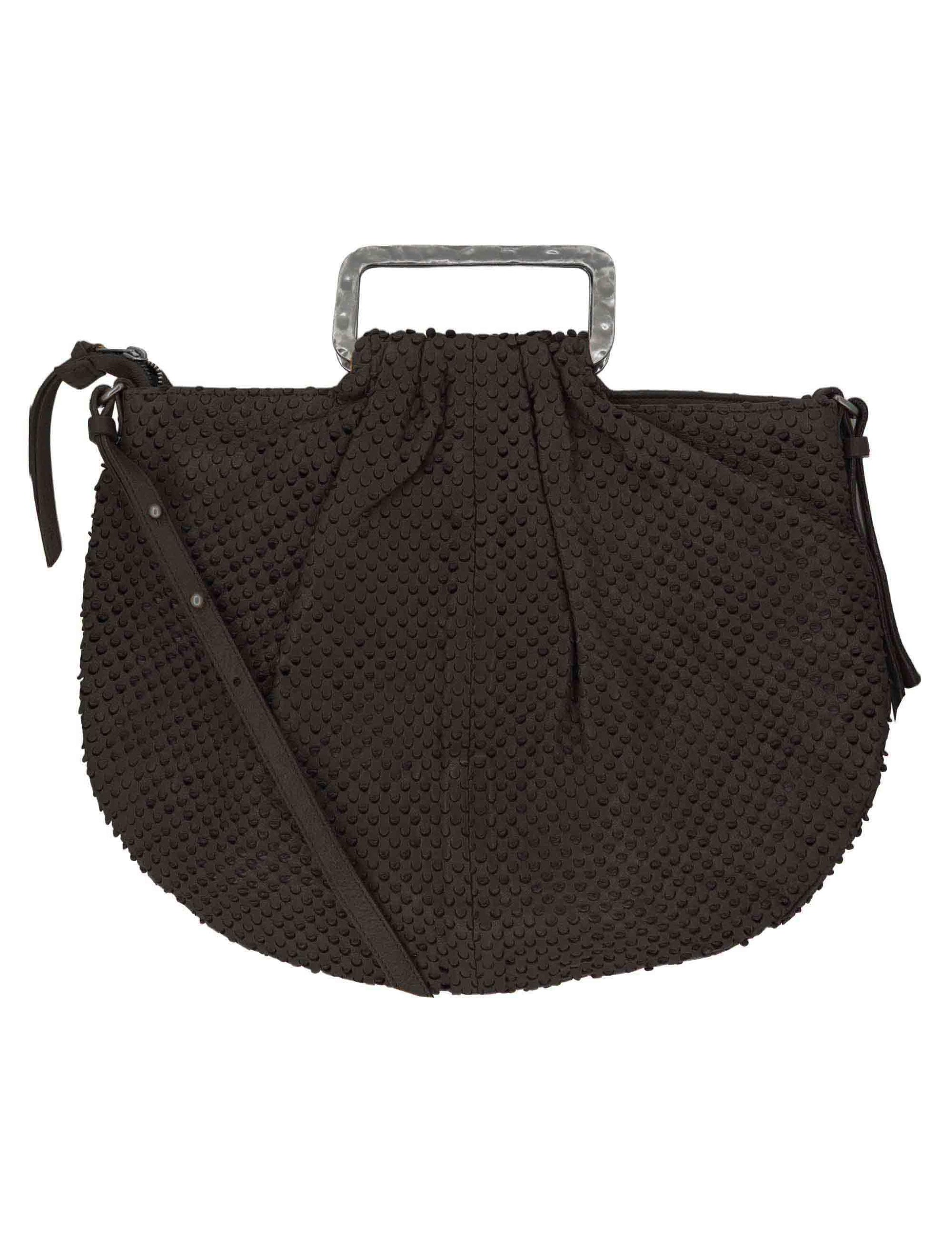 Borse donna in pelle forata nera con manico rigido e tracolla removibile RBS1003 047 Rehard 