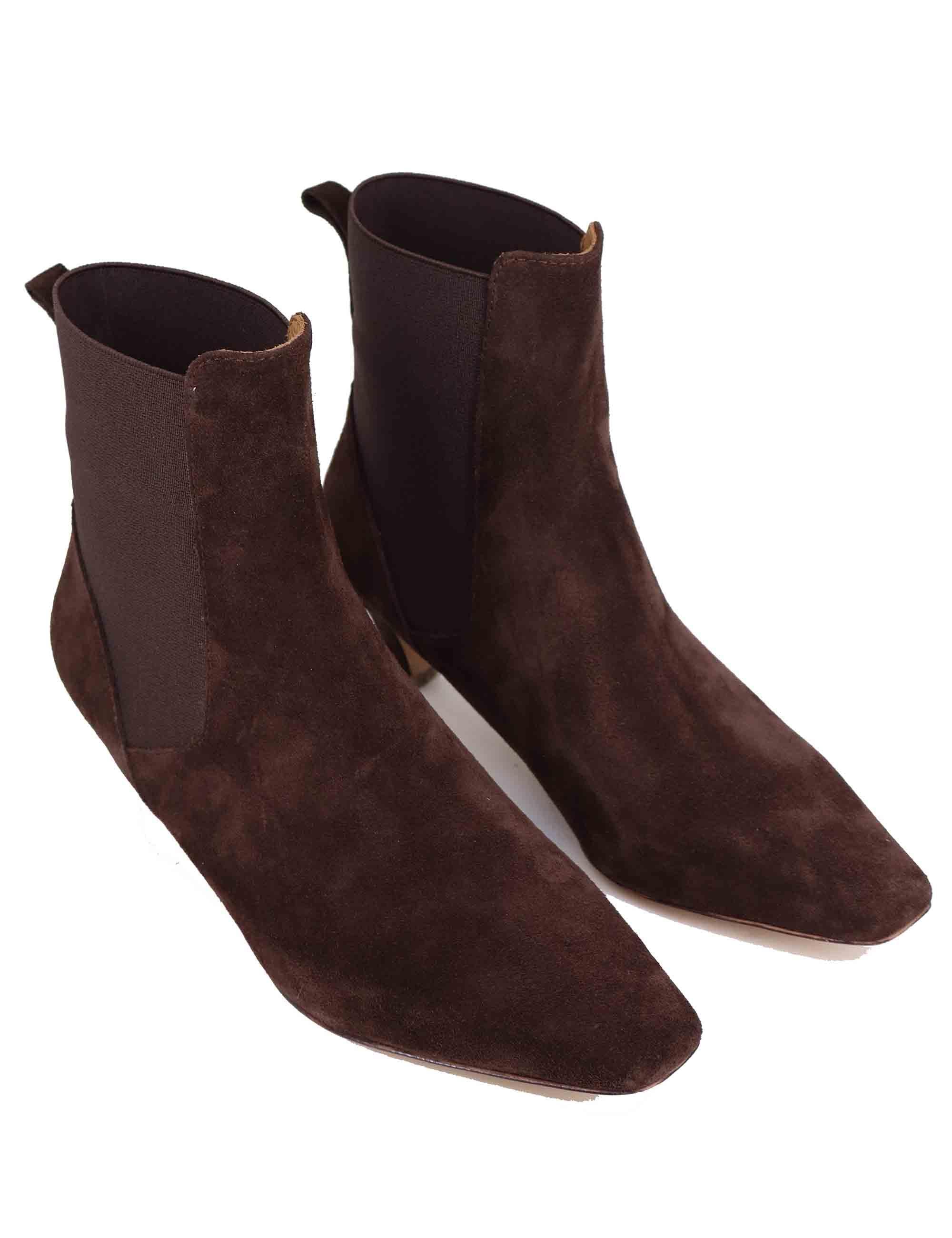 Stivaletti donna Susan in camoscio marrone tacco basso Donna 557T30AA