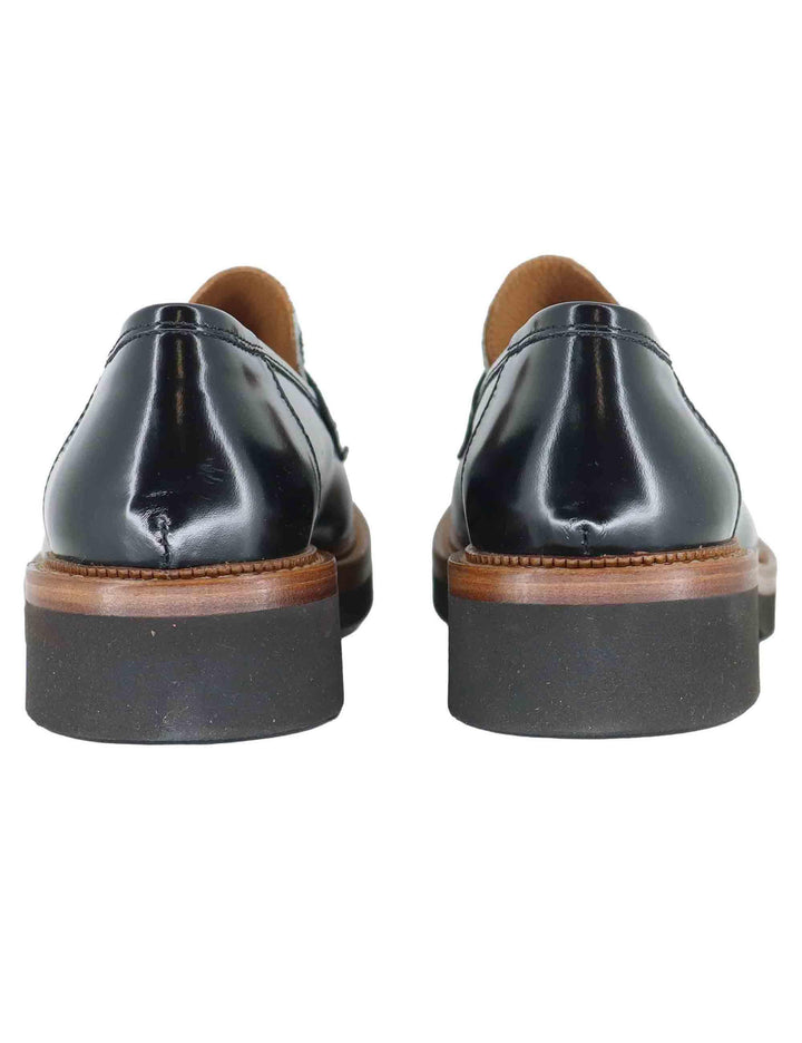 Mocassini donna in pelle nera con vaschetta in contrasto e suola in gomma SP3276 001 Spatarella 