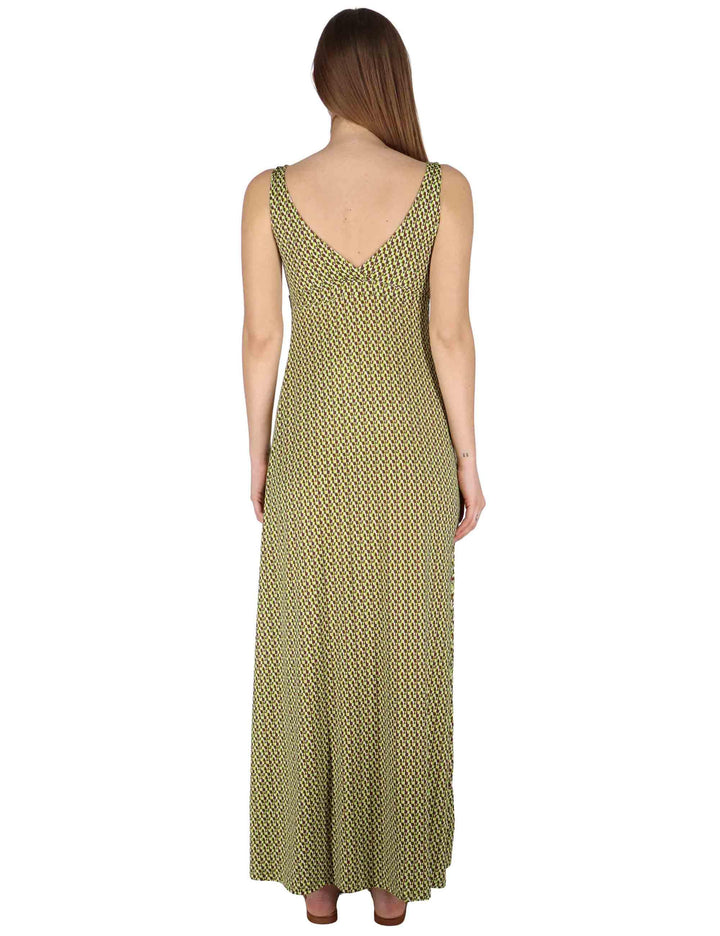 Abiti lunghi Empire donna in jersey verde con fantasia optical JFAAB0001-E2769-1245 7046 Justmine 