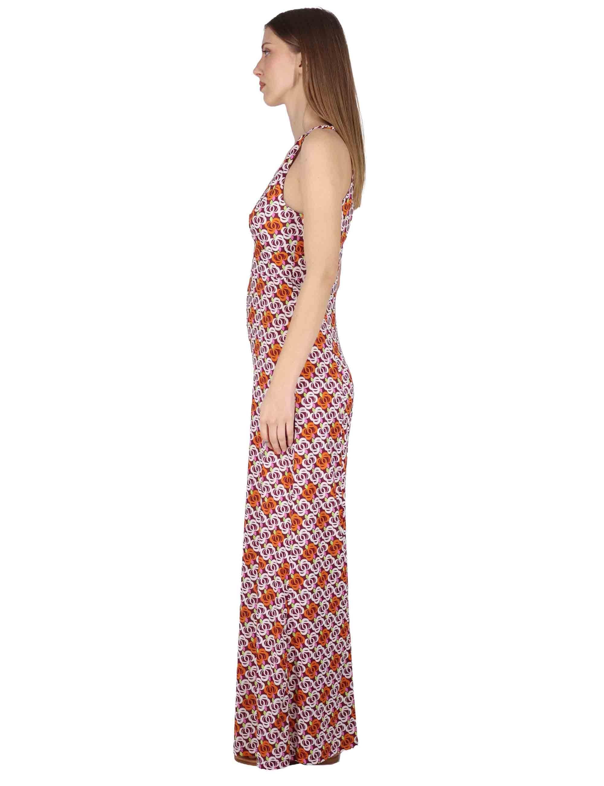 Tute Long Sleeve Jumpsuit in jersey bordeaux a fantasia con spalle scoperte JFATU0001-E2715-1246 4235 Justmine 