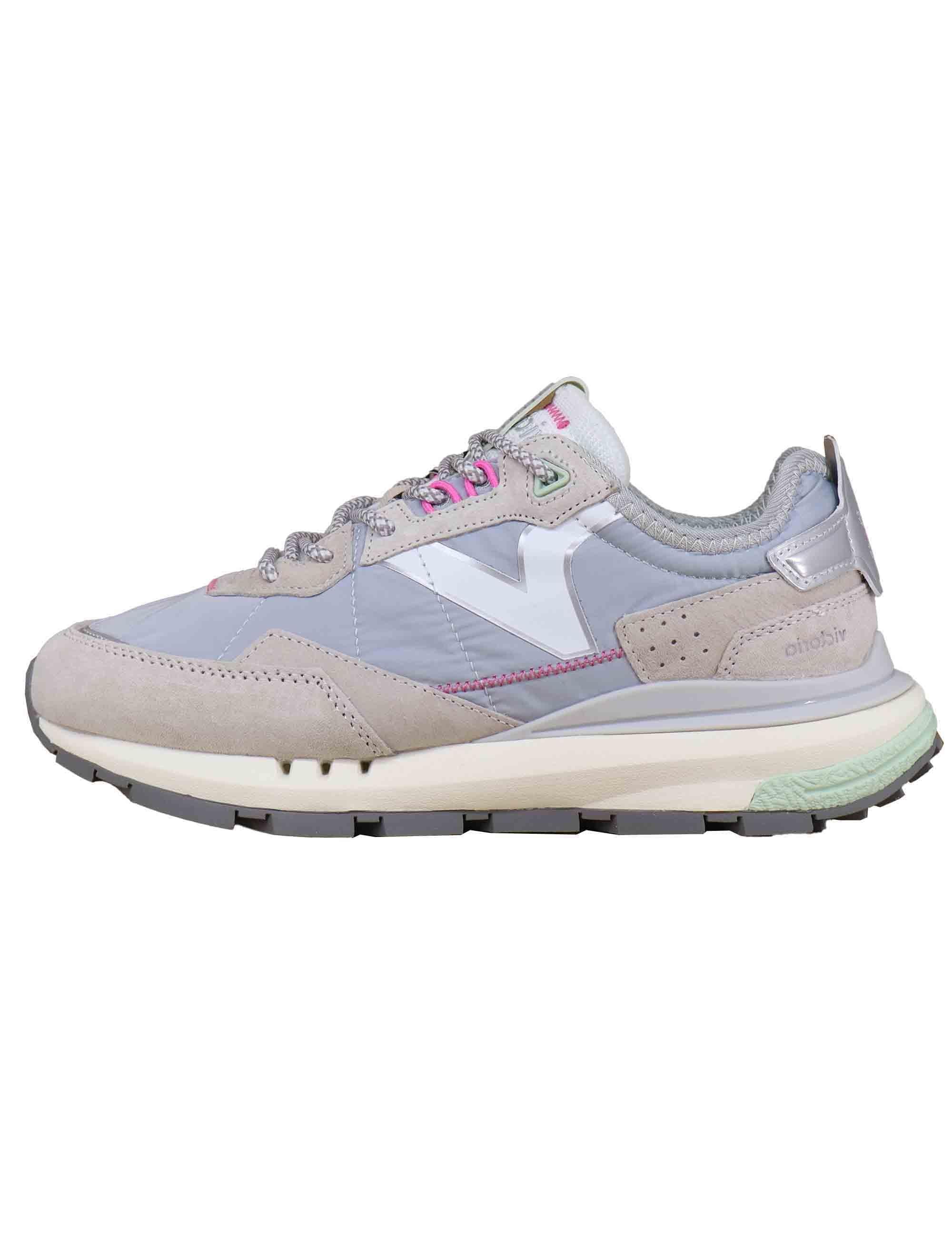 Sneakers donna in pelle e tessuto grigio 8811100 Gris Victoria 