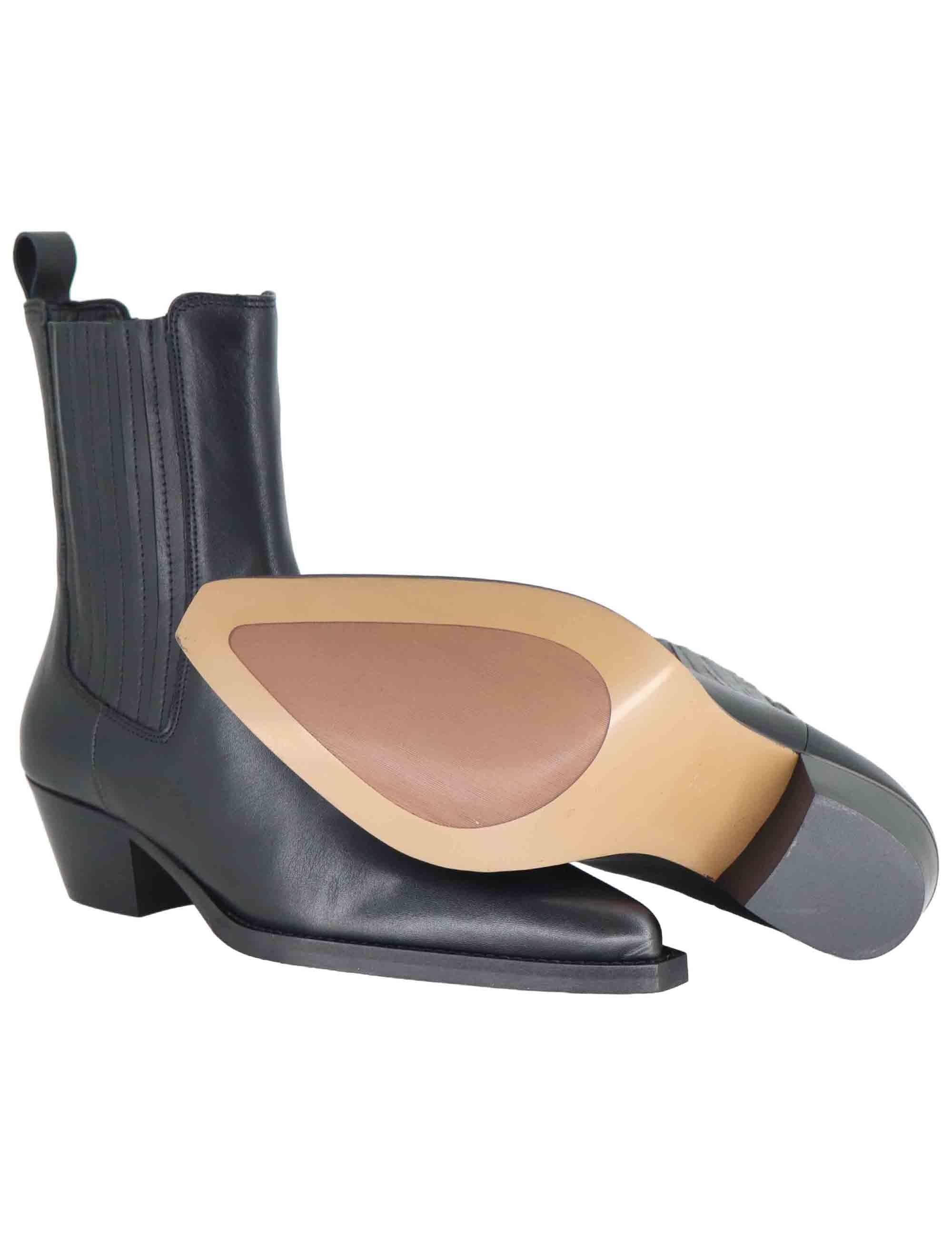 Stivaletti texani donna in pelle nera con tacco messicano e punta a punta 803T08AA 03 Bibi Lou 