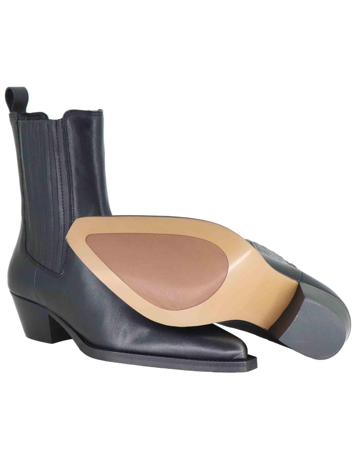 Stivaletti texani donna in pelle nera con tacco messicano e punta a punta 803T08AA 03 Bibi Lou 