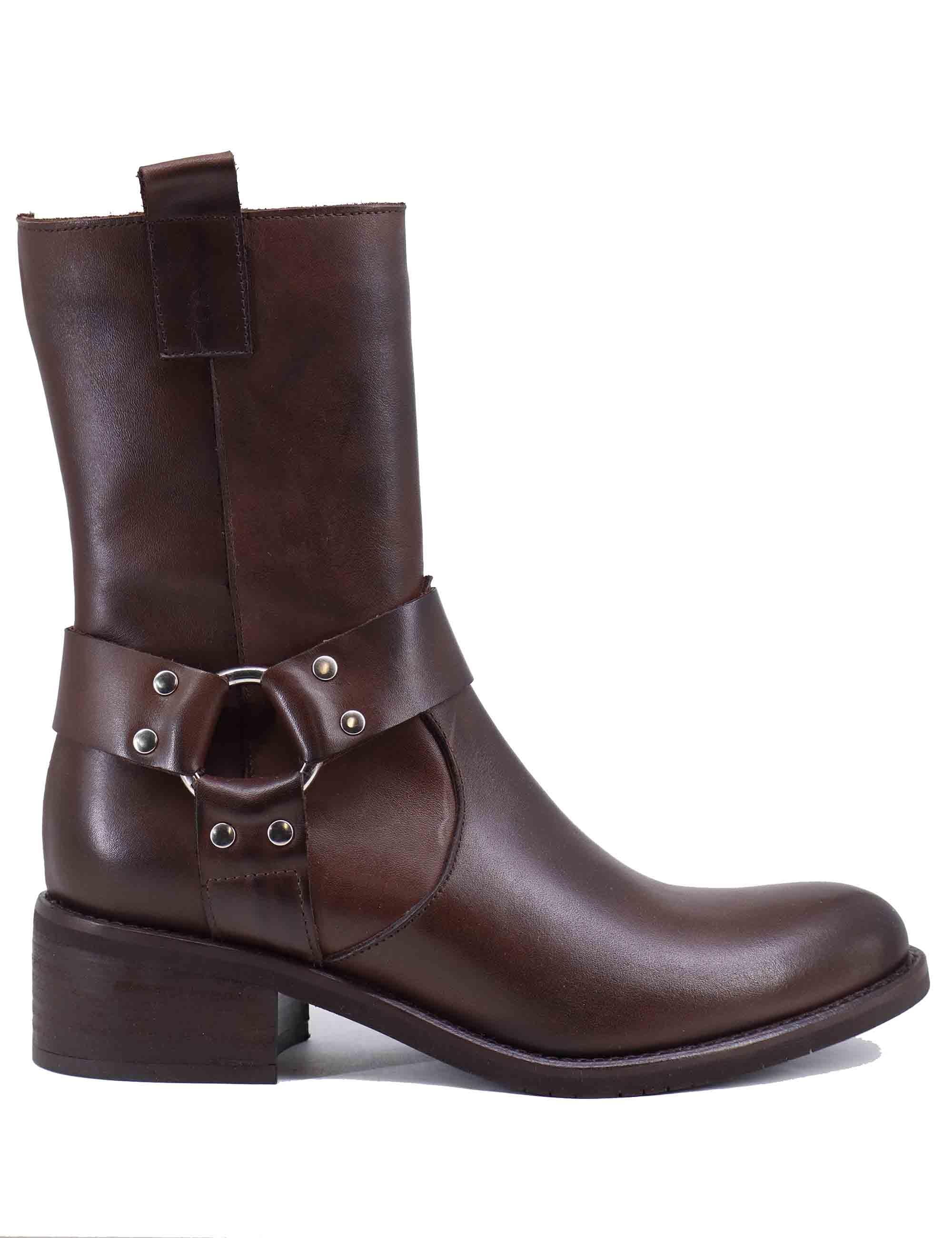 Texani donna in pelle marrone con cavigliera SP102 014 Spatarella 