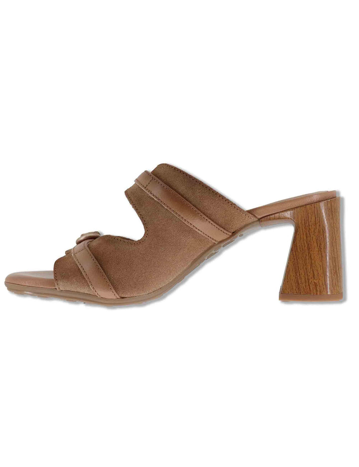 Sandali donna in pelle taupe con doppia fascia e tacco alto HV264803 ALMOND Hispanitas 