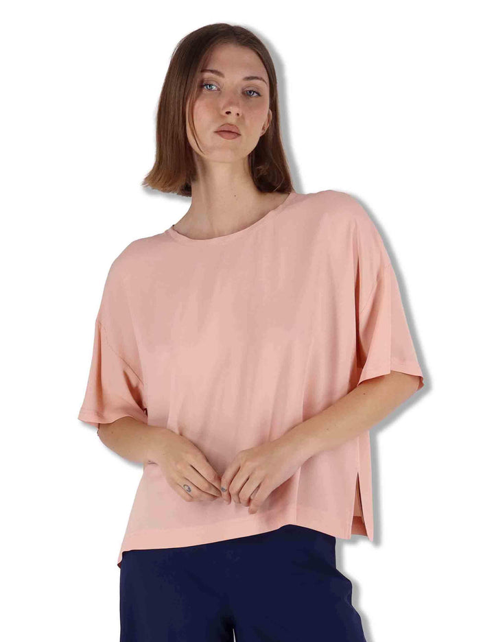 Camicie donna Fluid Crepe in misto seta rosa maniche a 3/4 JM440050672 32001 Maliparmi 