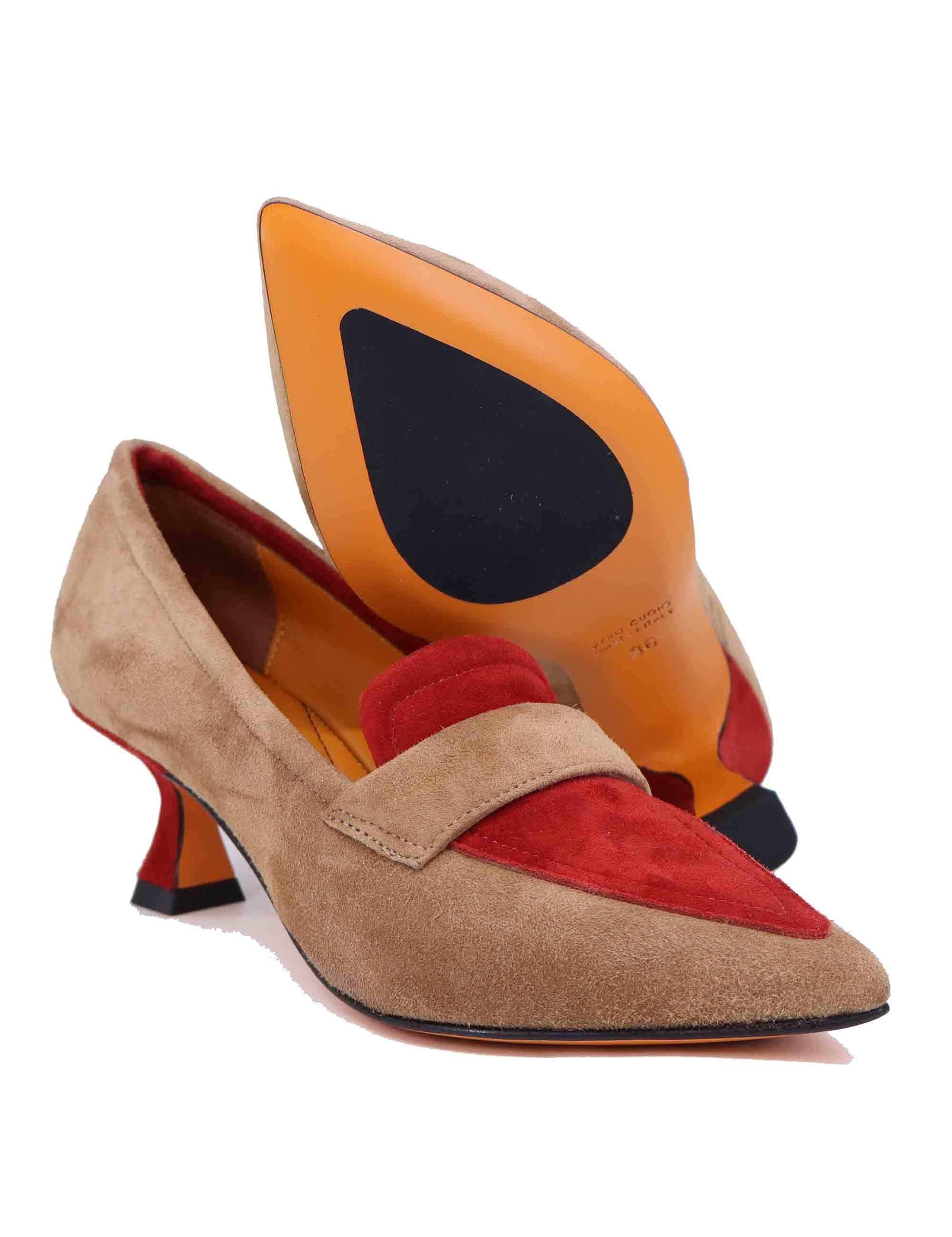 Mocassini donna in camoscio beige con punta a punta SP1077 014 Spatarella 