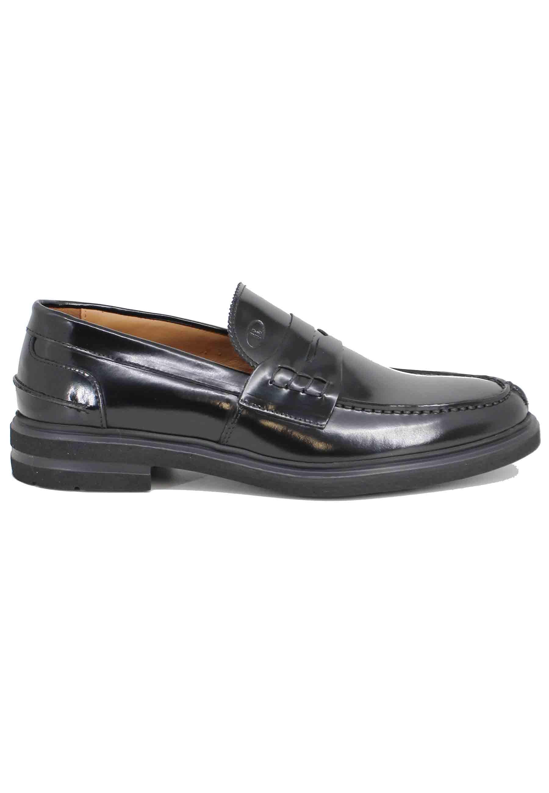 Mocassini uomo in pelle nera con fondo gomma AWARD 17 001 Rogal's 