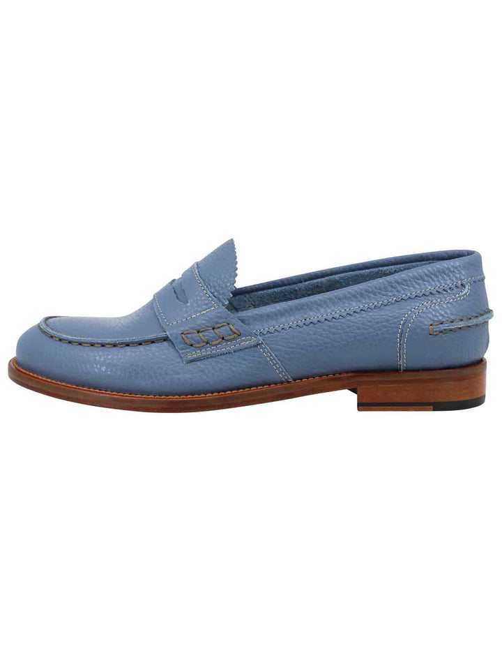 Mocassini donna in pelle celeste con suola in cuoio SPD306 002 Spatarella 