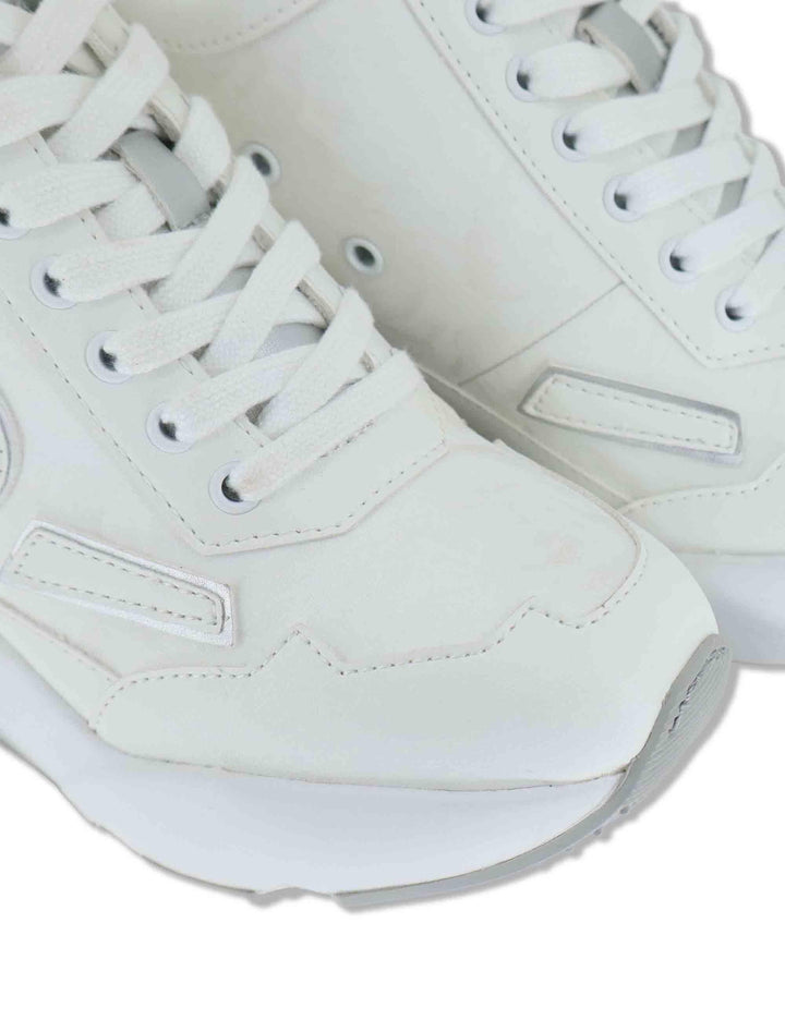 Sneakers donna stivaletto in pelle e tessuto bianco con zeppa alta 4537-84584 2 Ruco Line 