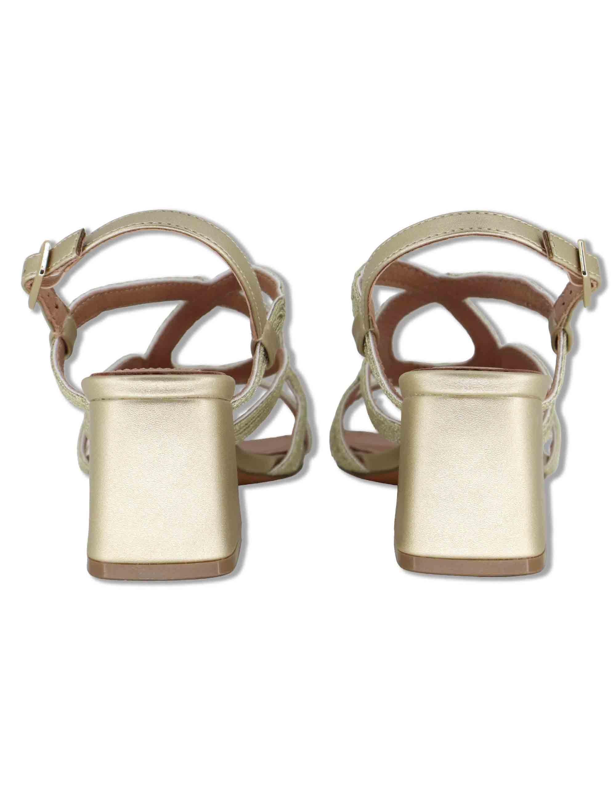 Sandali slingback donna in pelle e tessuto oro con tacco alto Meli 876Z94HG 04-ORO Bibi Lou 