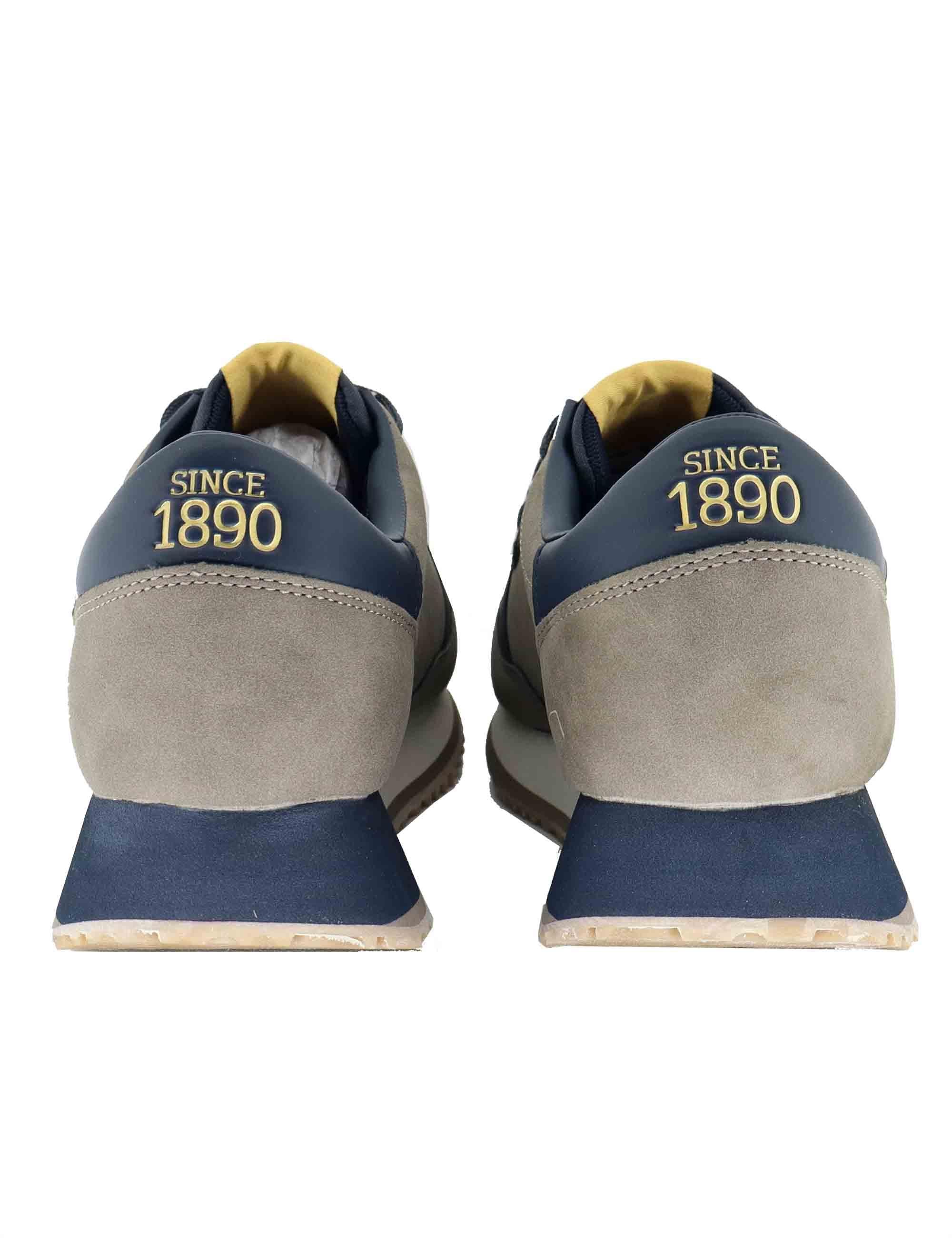 Sneakers uomo in pelle e tessuto taupe con suola alta CLEEF006E BRW-DBL03 U.S. Polo Assn. 