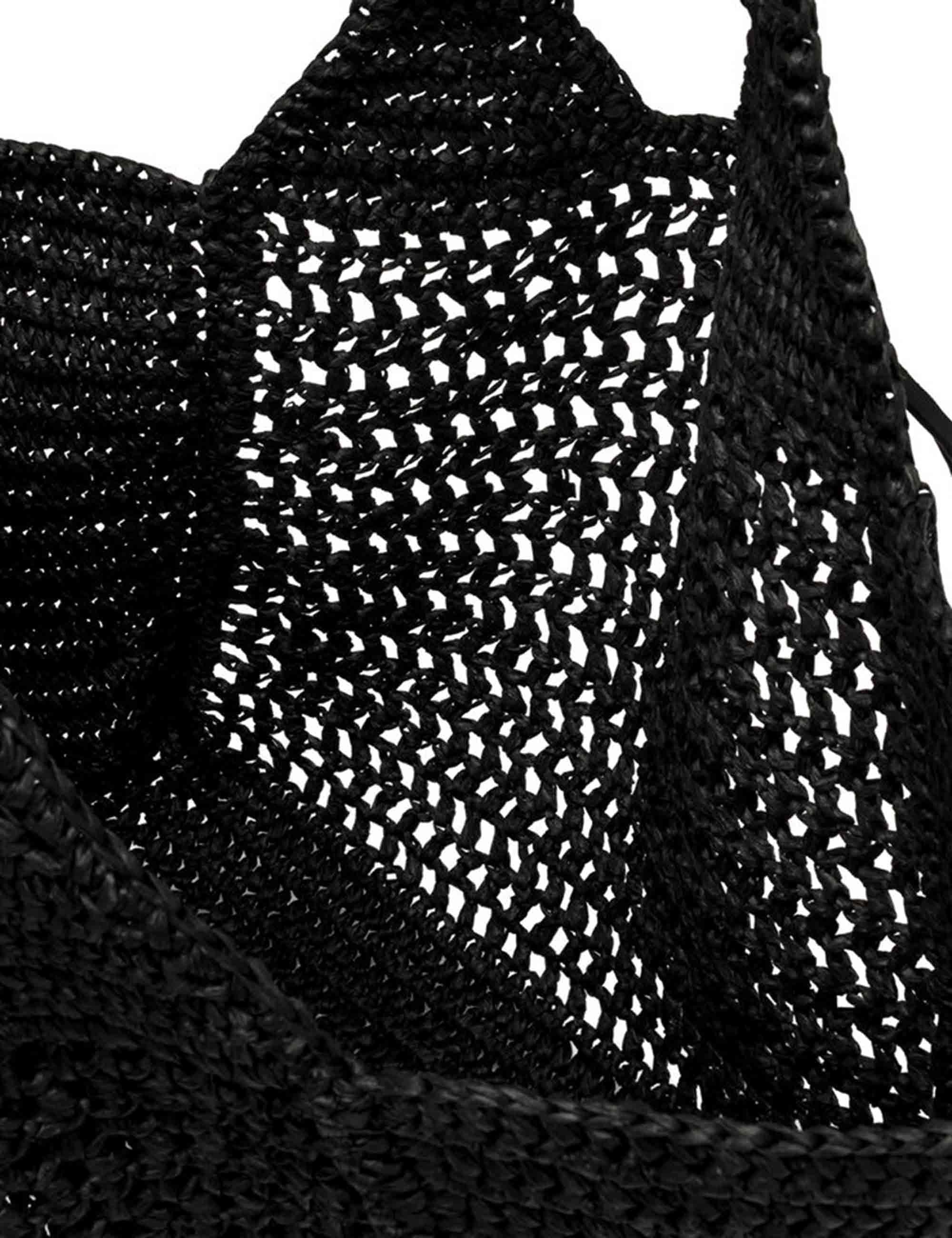 Borse donna Nefeli in rafia nera con chiusura cordoncino BS11953 COMM STR-CRCH 001 Gianni Chiarini 