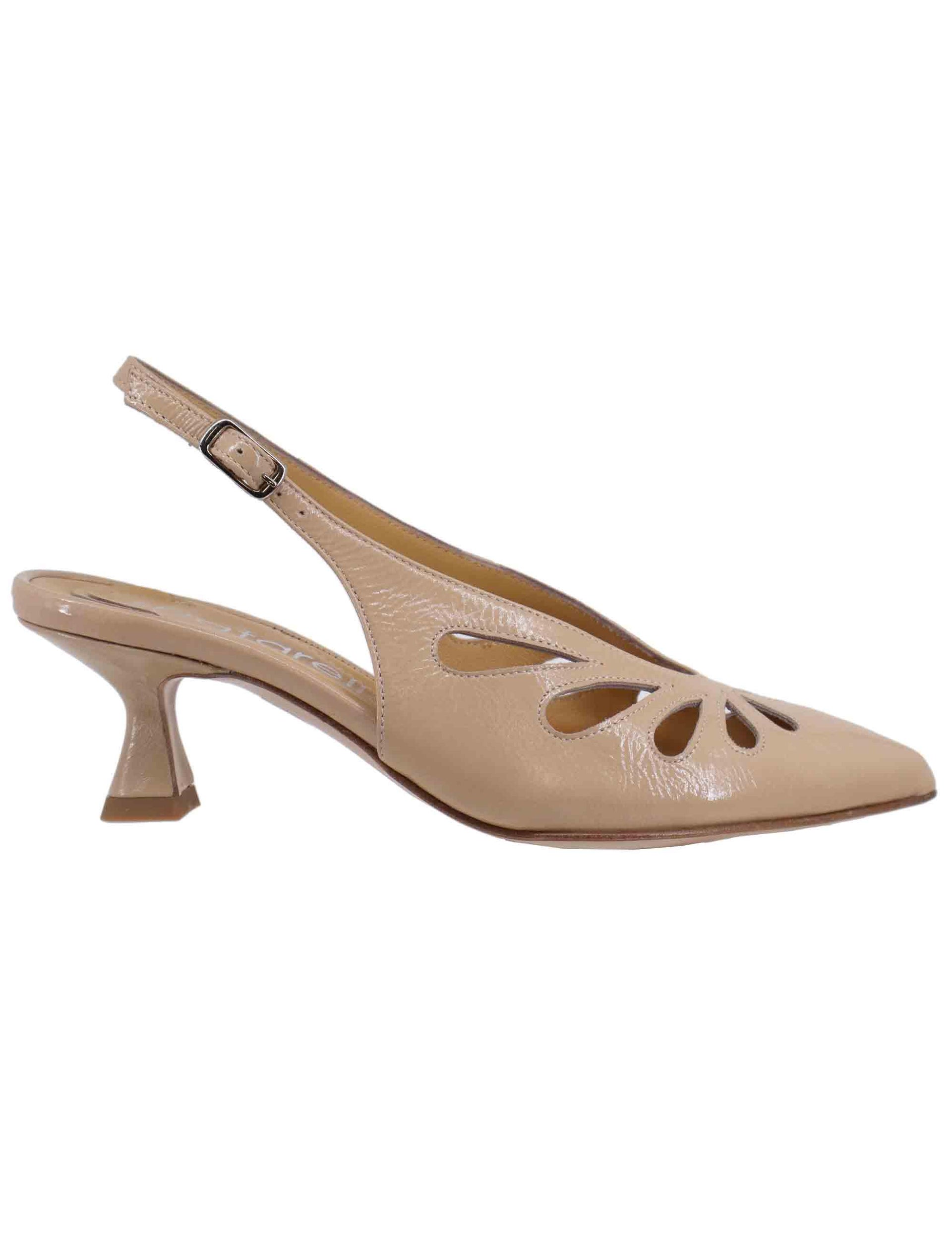 Slingback donna in pelle beige tacco alto SP2024 020 Spatarella 