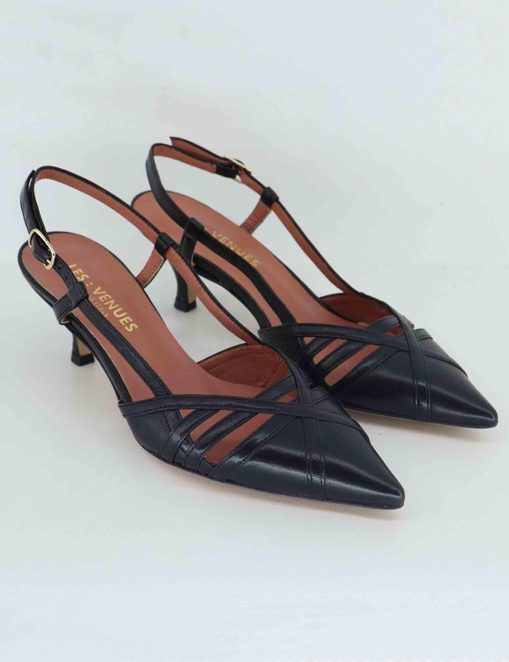 Slingback donna in pelle nera 8820R 001 Les Venues 