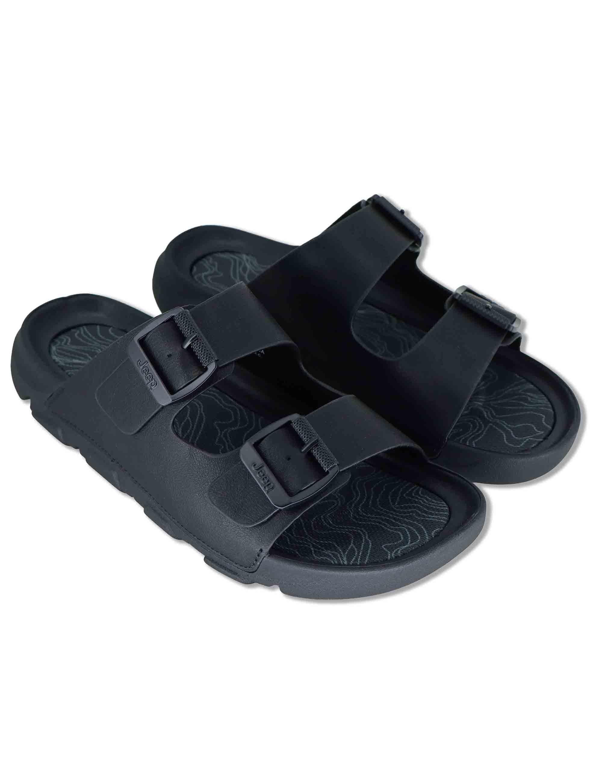 Sandali uomo Daytona in eco pelle nera con doppie fasce regolabili JM61120A 062 Jeep 