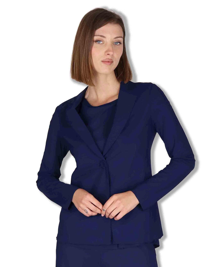 Giacche donna Soft in jersey blu monocolore JD646570210 80043 Maliparmi 