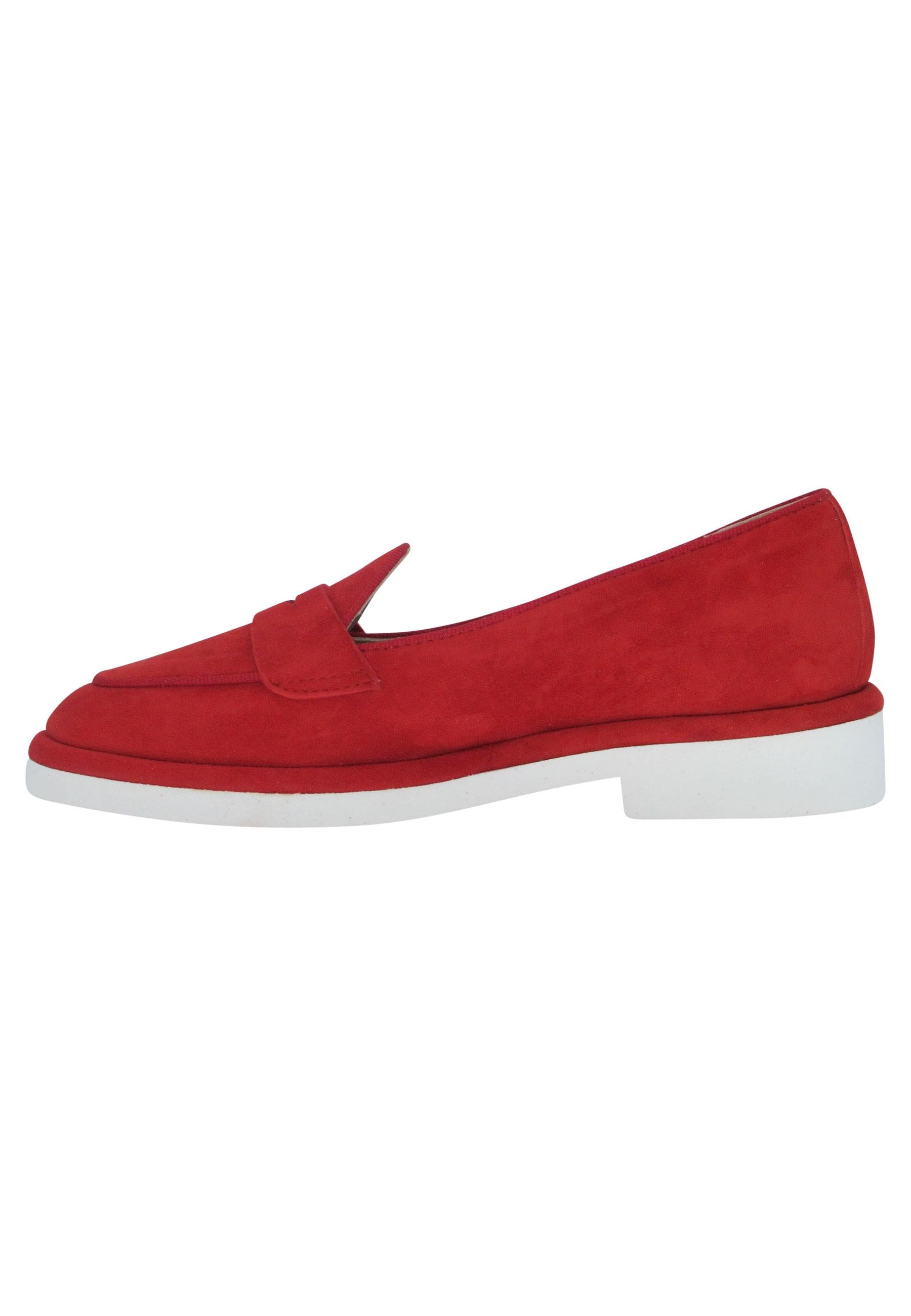 Mocassini donna in camoscio rosso e suola in gomma B188 017 Spatarella 