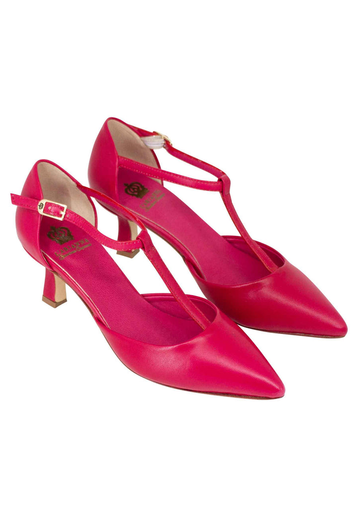 Decollete donna in pelle rossa con cinturino e punta chiusa TG1501 017 L'Arianna 