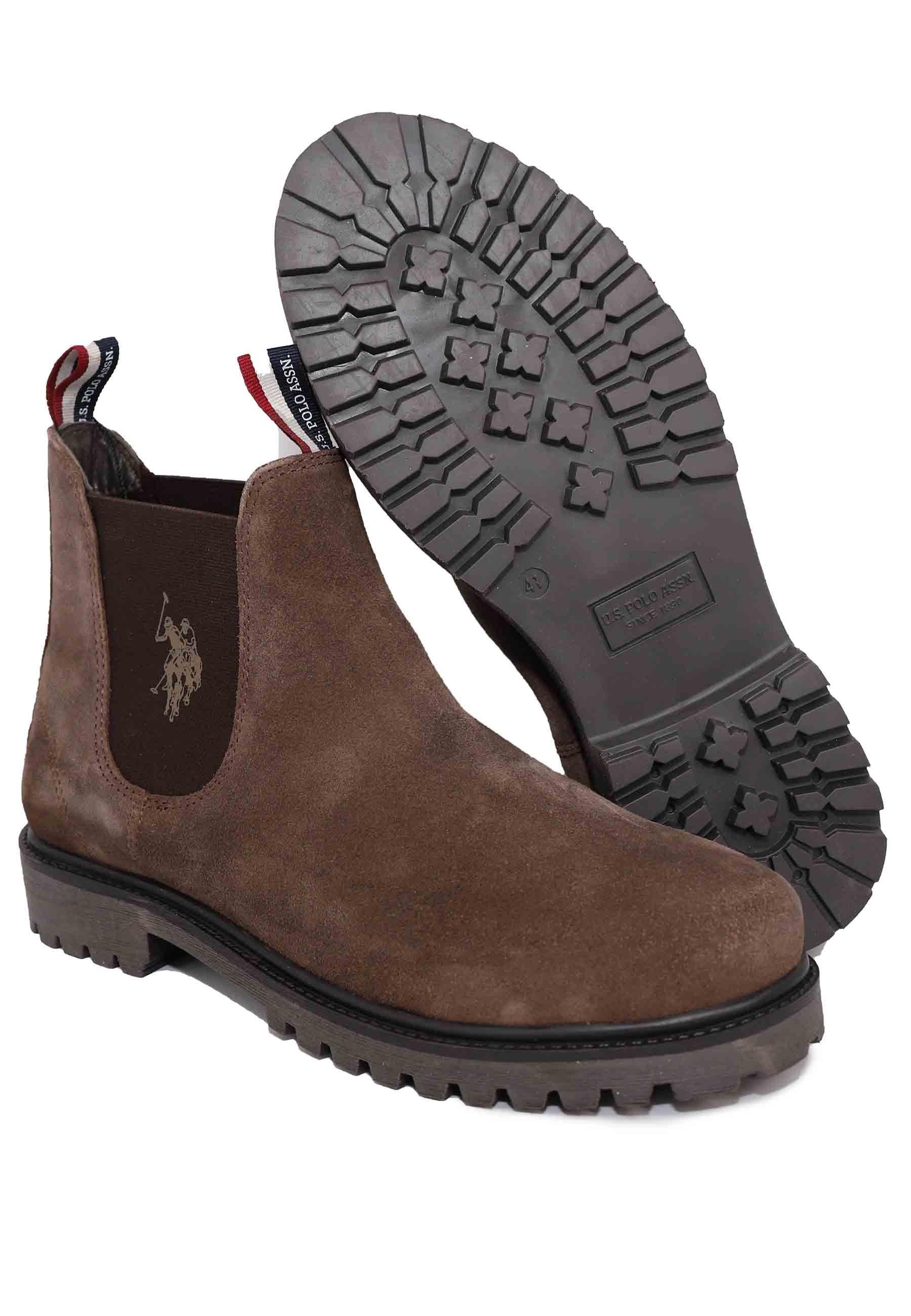 Stivaletti uomo in camoscio marrone suola carrarmato BORAL002D DBR001 U.S. Polo Assn. 