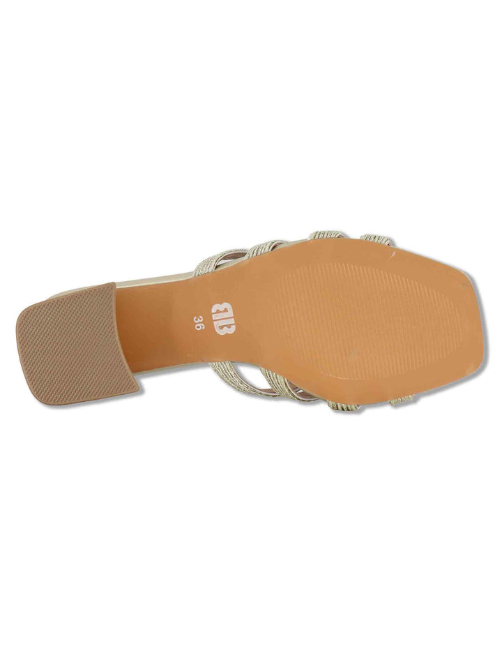 Sandali scalzati donna in pelle e tessuto oro con tacco alto Aran 878Z94HG 04-ORO Bibi Lou 