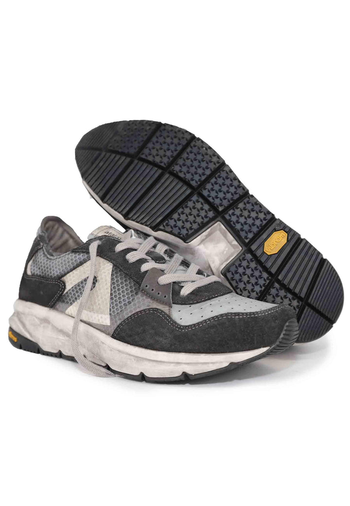 Sneakers uomo in tessuto tecnico e pelle grigia con suola vibram 11012 307 Atala 