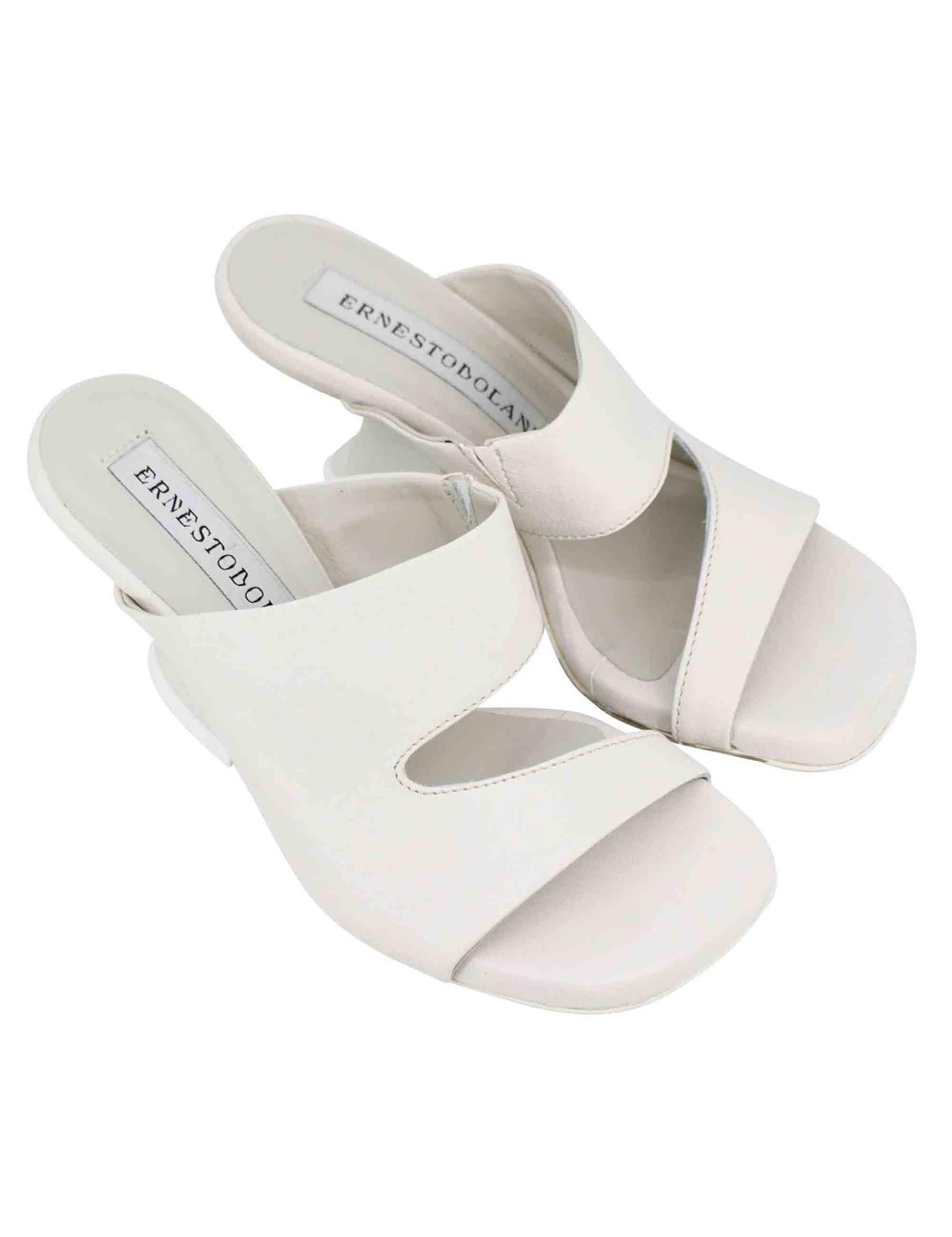 Sandali donna in pelle rosa con punta tonda e tacco in tinta 6DLOT04 012 Ernesto Dolani 