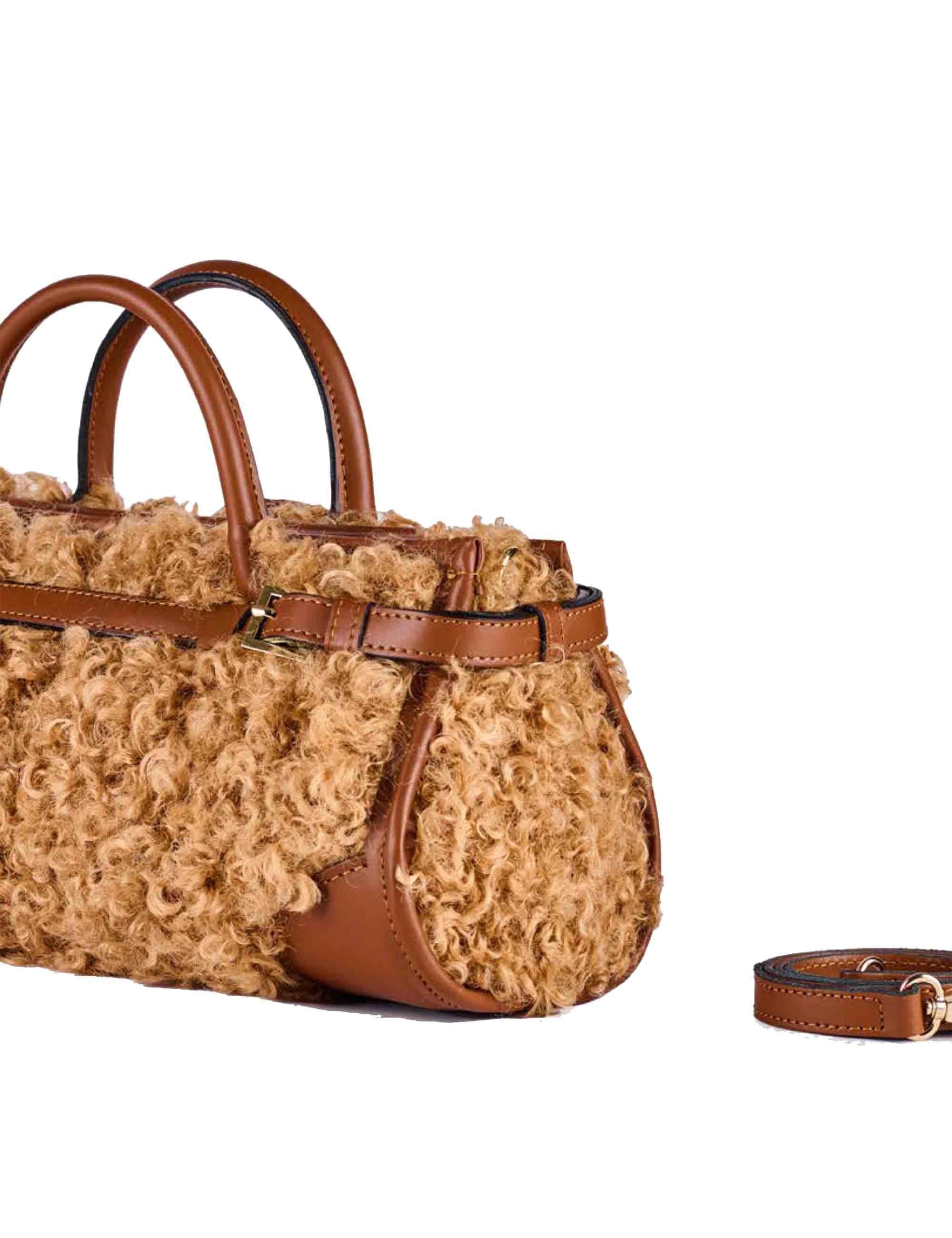 Borse donna in sherling cuoio con riporti in pelle COLETTE M01 Via Mail Bag 