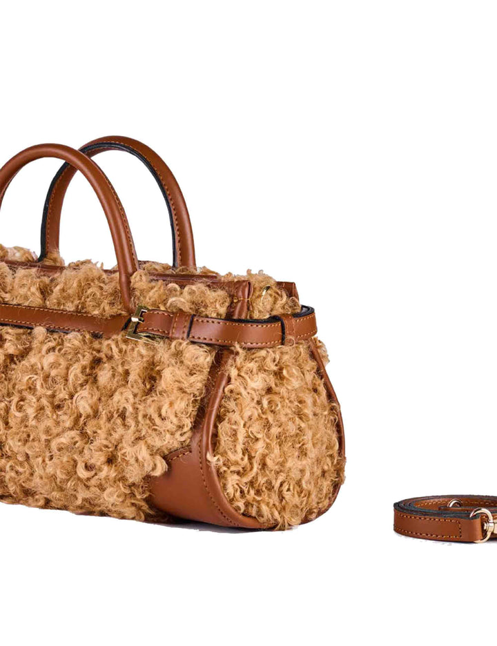 Borse donna in sherling cuoio con riporti in pelle COLETTE M01 Via Mail Bag 