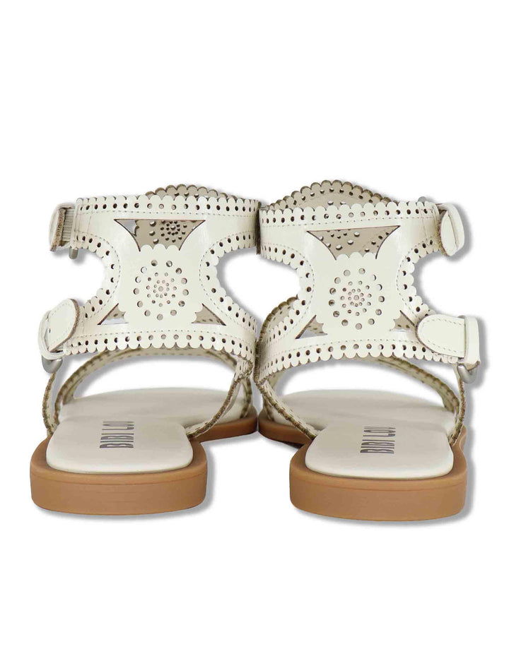 Sandali donna in pelle off white con tacco basso e cinturini Zasi 895Z80HG 02-OFF WHT Bibi Lou 
