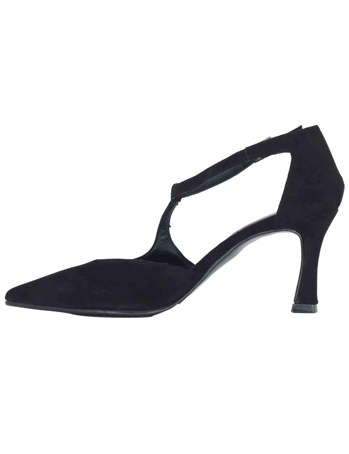 Decollete donna Mary Jane in camoscio nero con cinturino obliquo tacco alto A102 001 Tattoo 