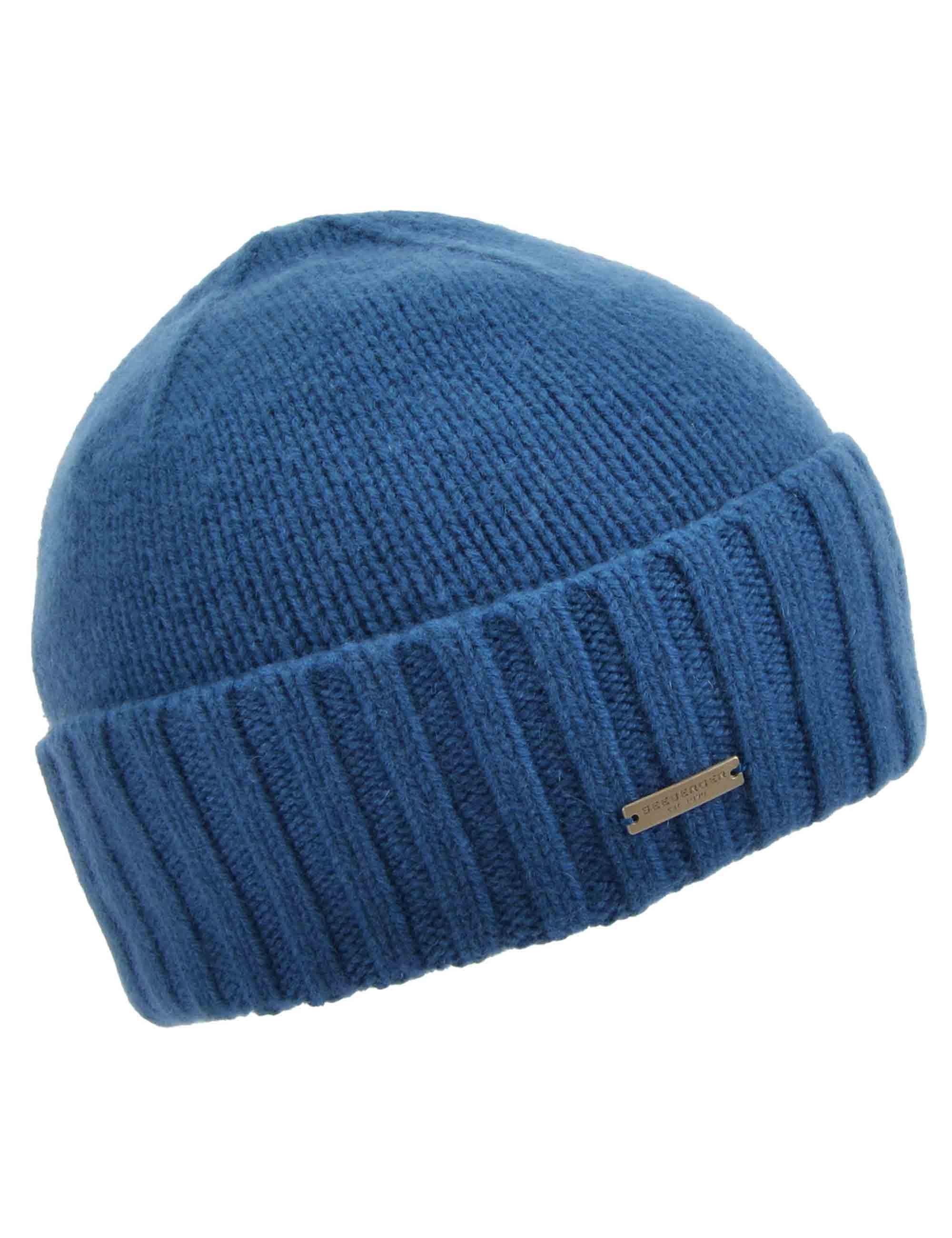 Cappelli uomo in puro cachemire blu con risvolto 016207-00002 50 Seeberger Est 1890 