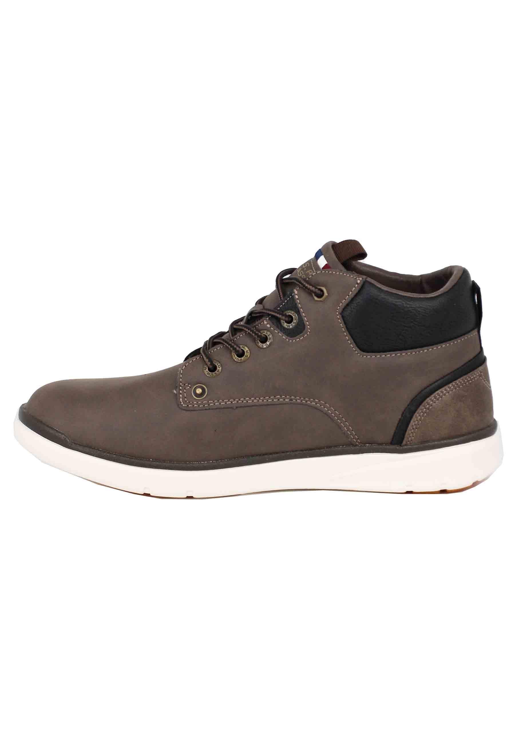 Stivaletti uomo in eco pelle marrone con suola in gomma YGOR004A DBR003 U.S. Polo Assn. 