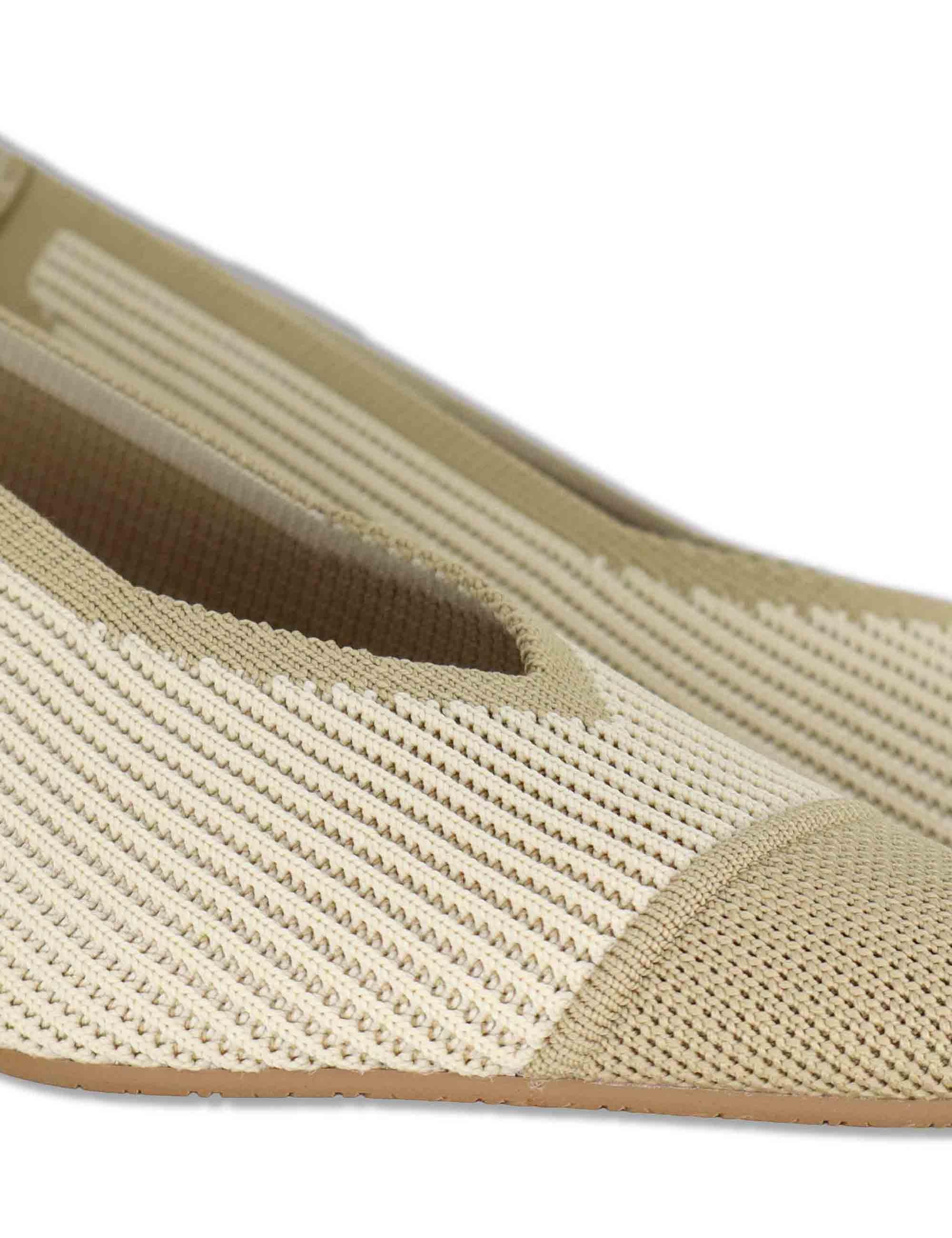 Slingback donna in tessuto beige con tacco basso e punta a punta 76535 65-3V Miss Elastic 