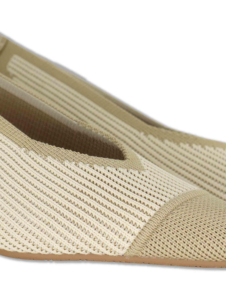 Slingback donna in tessuto beige con tacco basso e punta a punta 76535 65-3V Miss Elastic 