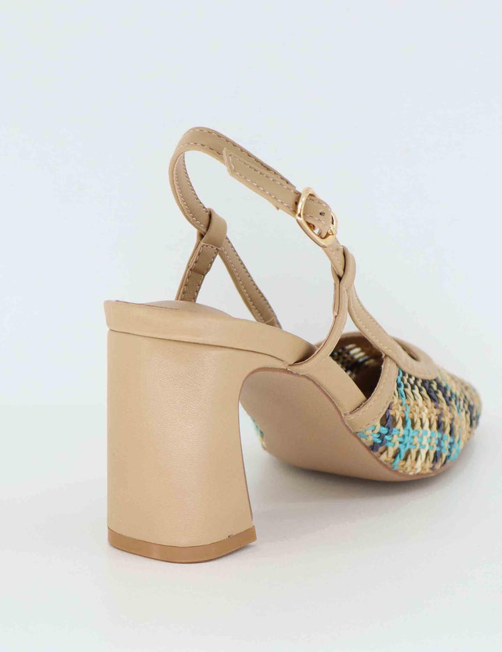 Slingback donna in tessuto beige con tacco alto U470V50645K6 2514-2506 T Exe 